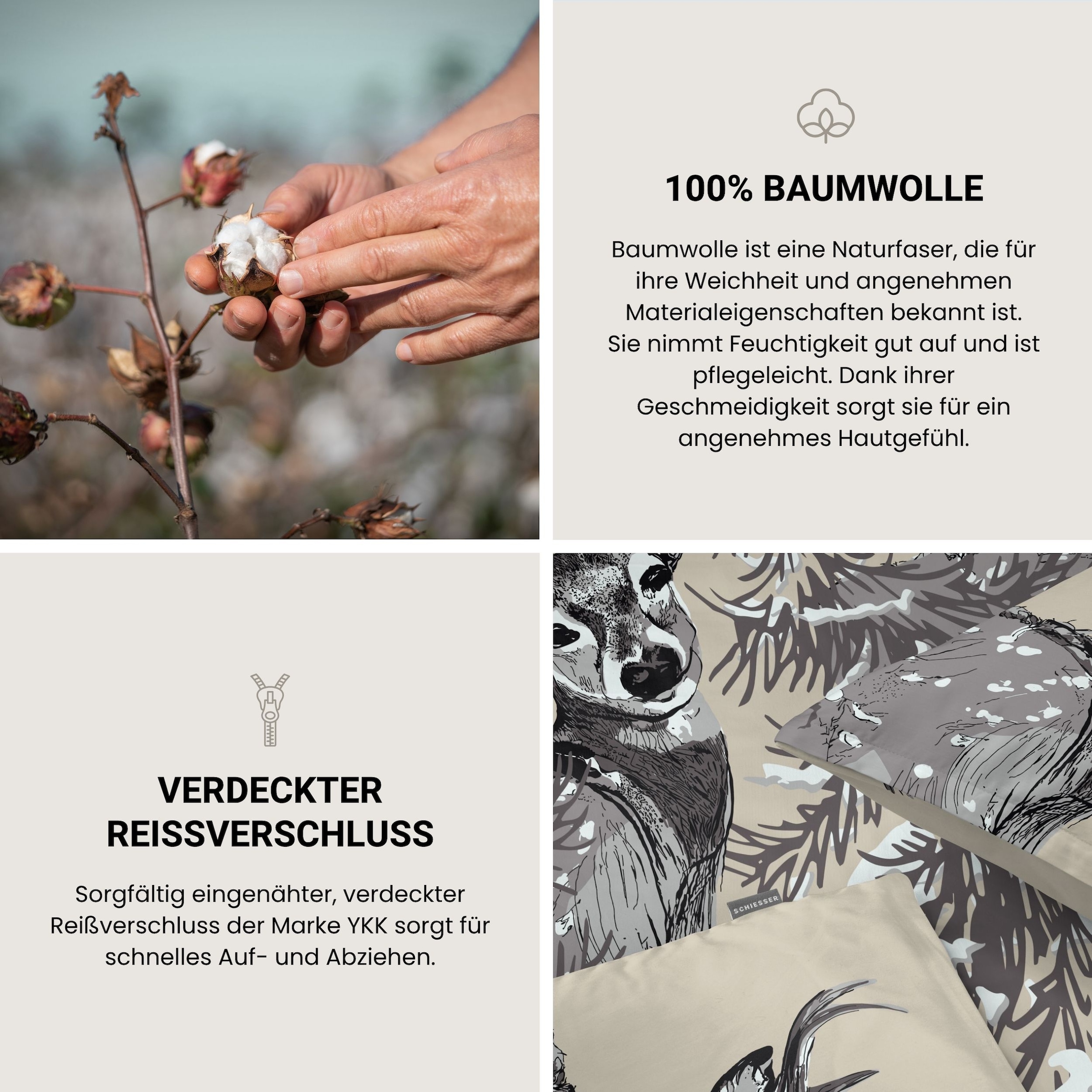Schiesser Bettwäsche »Holi aus weicher Baumwolle mit Tierprint« 2 OEKO-TEX® MADE IN GREEN