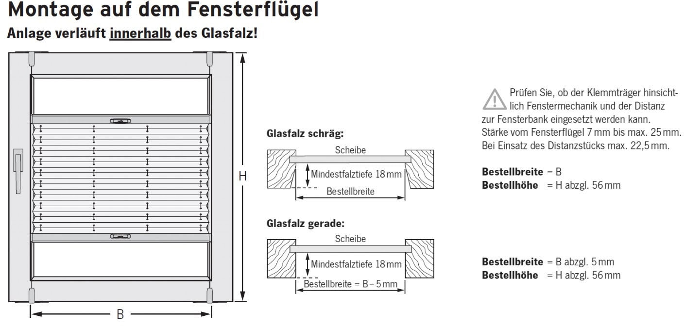 sunlines Plissee, energiesparend, ohne Bohren, verspannt, verspannt mit Simply-Fix Klemmträger, Wabenplissee