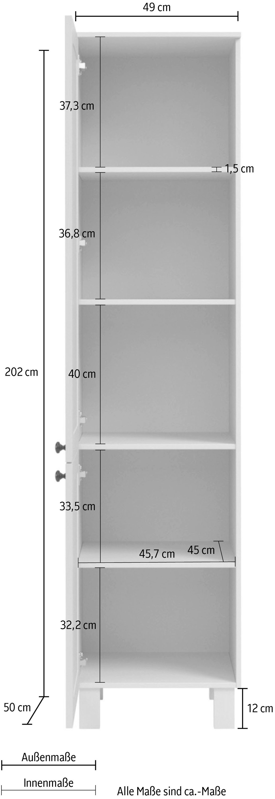 Kochstation Hochschrank »KS-Osby«, (1 St.), Kiefer massiv, Breite 50 cm, 2 Türen, 4 Einlegeböden