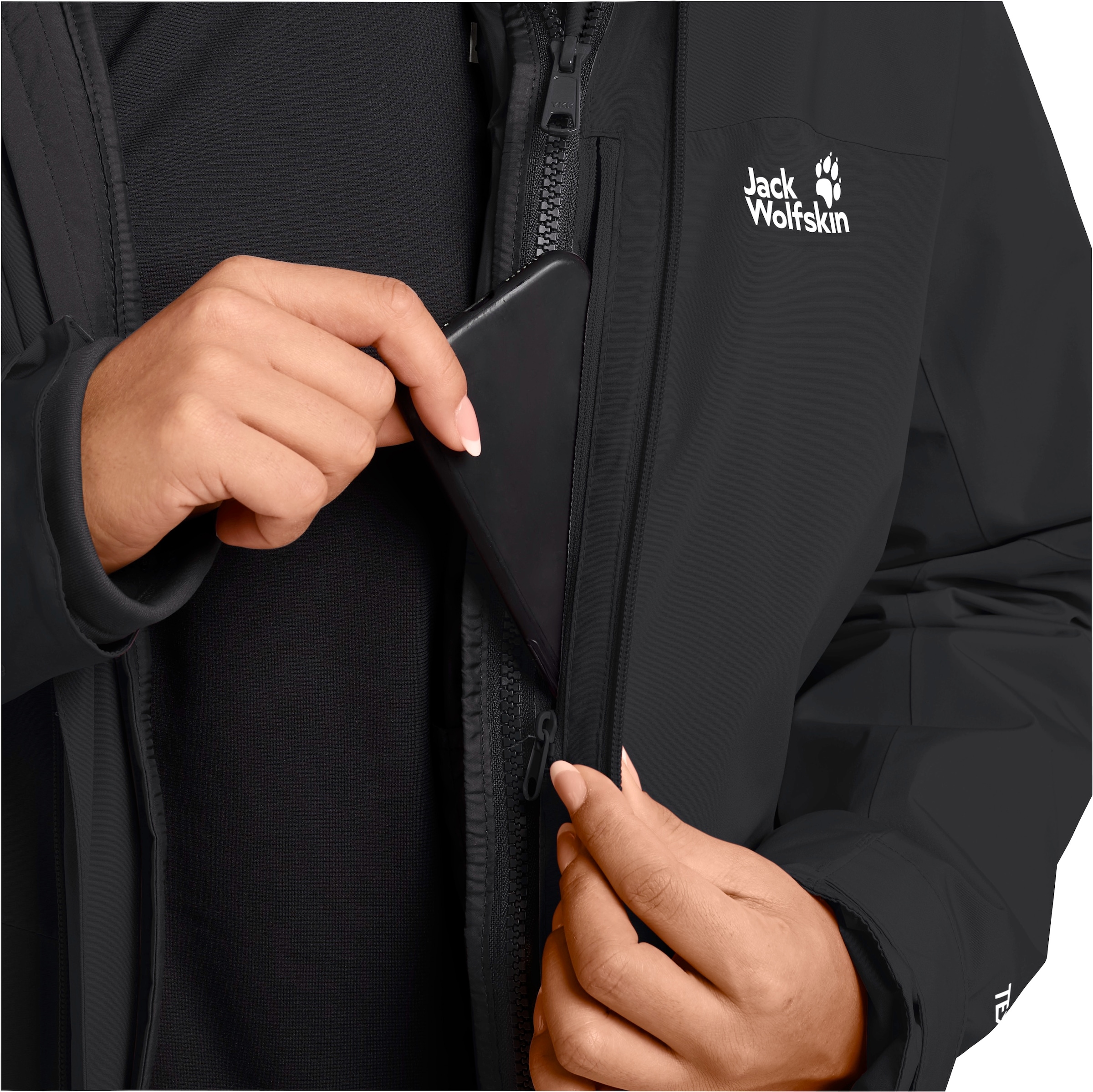 Jack Wolfskin 3-in-1-Funktionsjacke mit Kapuze 3in1, wasserdicht, Übergangsjacke