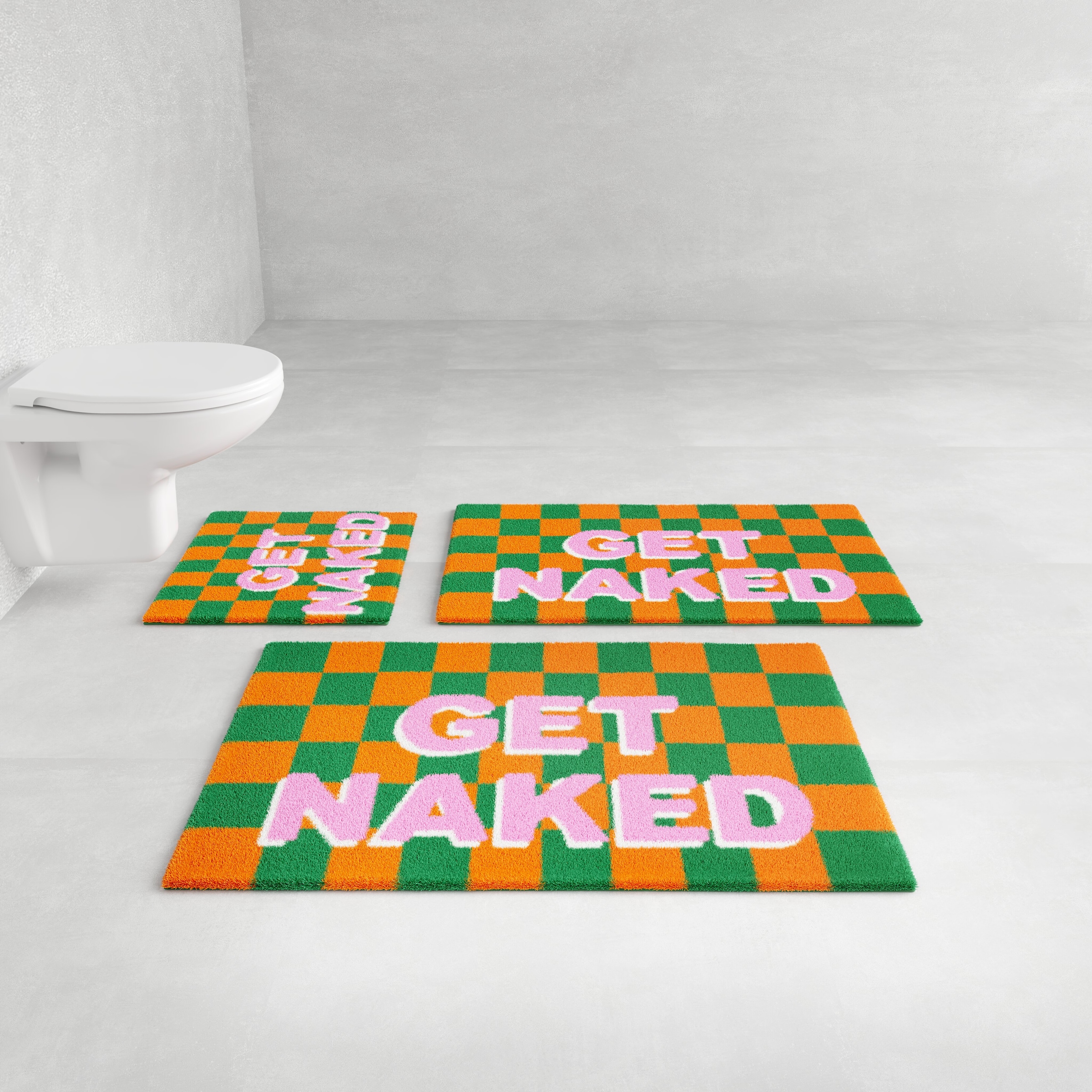 OTTO home Badematte "Get Naked, modern, Badvorleger, Badezimmer Teppich" Höhe 20 mm rutschhemmend beschichtet schnell trocknend Badteppich, mit Schriftzug, 2 Varianten, rechteckig