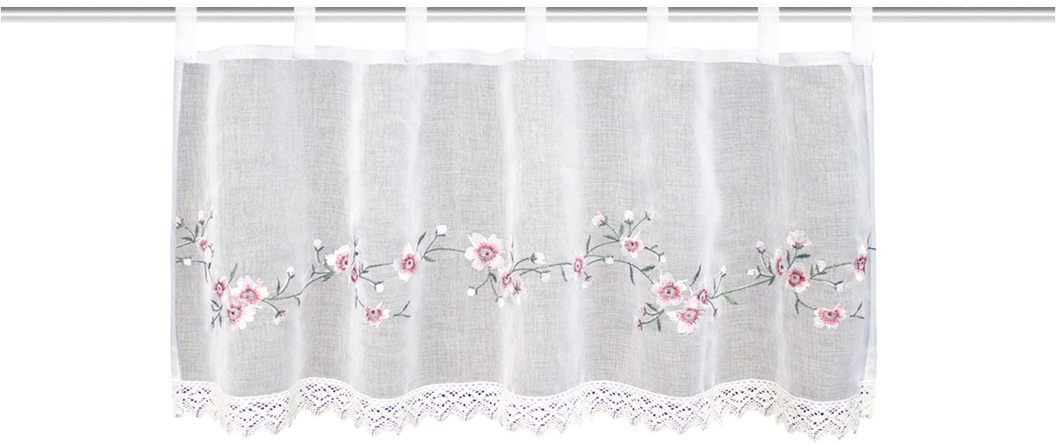 HOME WOHNIDEEN Scheibengardine »ELLY« Schlaufen 1 Stk. tlg. Cafehaus,Leinenstruktur,bestickt