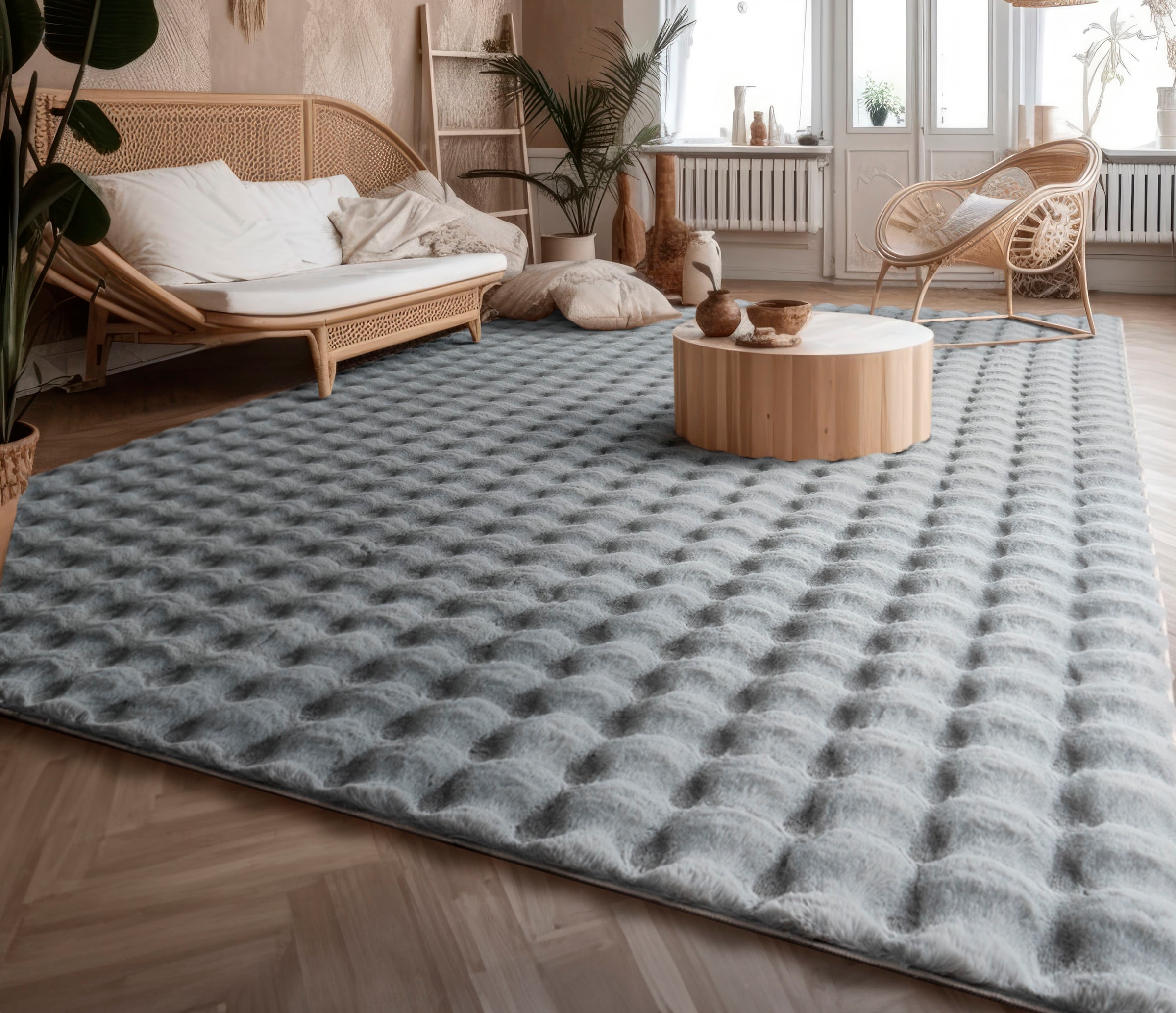 Paco Home Hochflor-Teppich »Arnheim 741«, rechteckig, 34 mm Höhe, Uni Farben, modernes Design, besonders weich, Hoch-Tief Effekt
