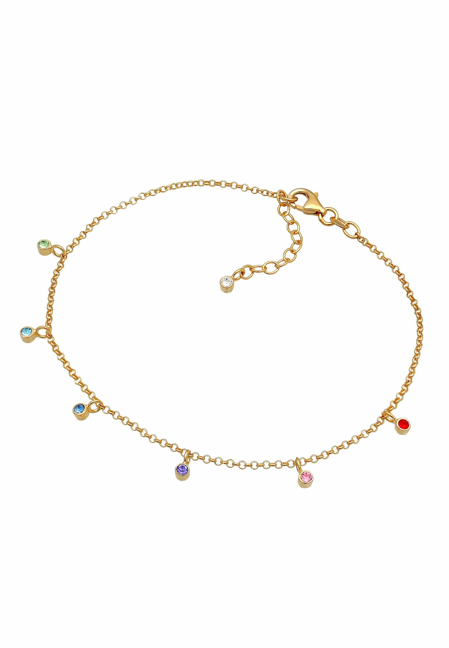 Elli Fußkette »Fußschmuck Glas Kristalle Bunt 925 Sterling Silber vergoldet«