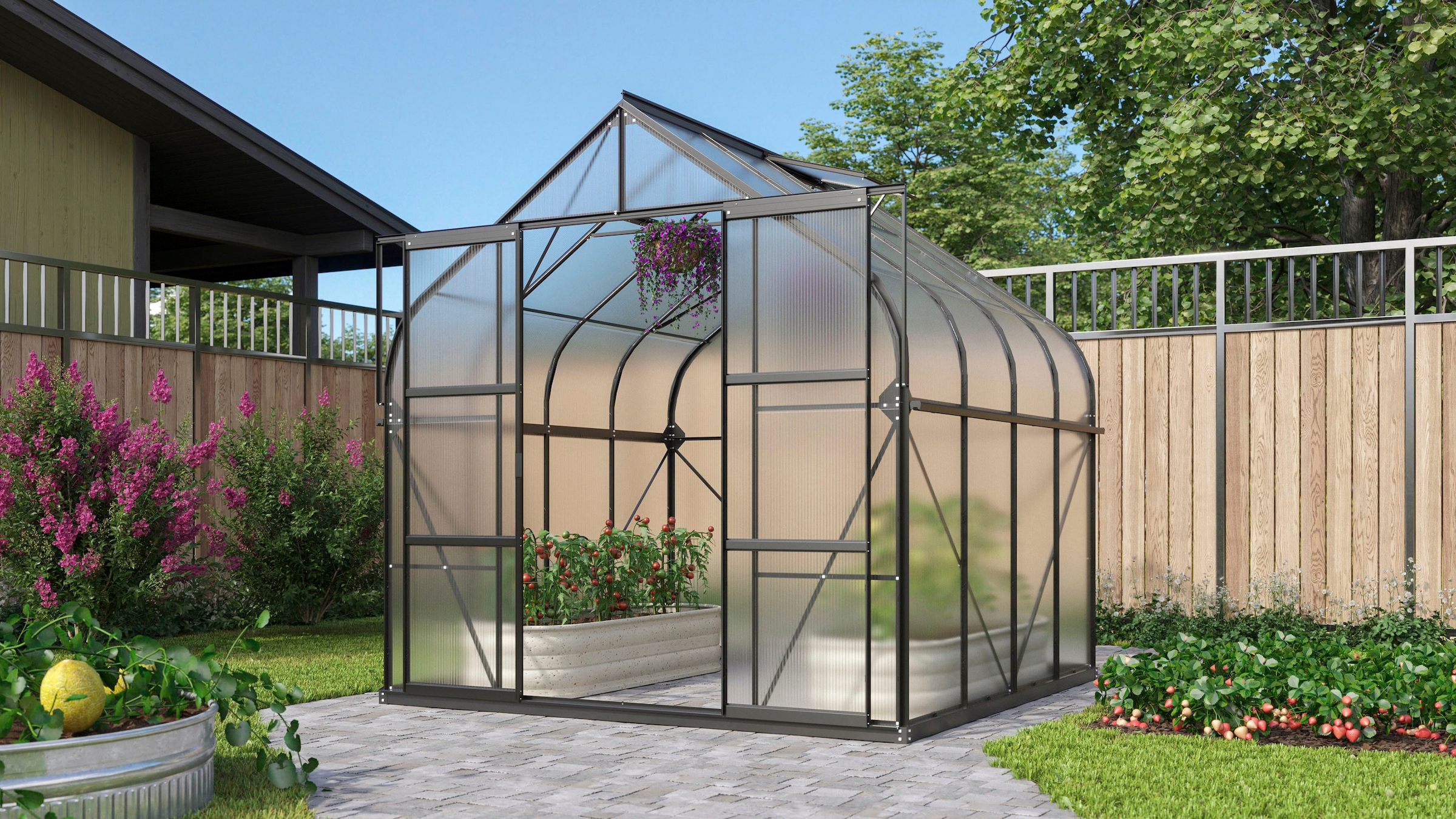 Vitavia Gewächshaus »Dione 6700« Alu-Profile, Stahlfundamentrahmen, 4 mm Hohlkammerplatten