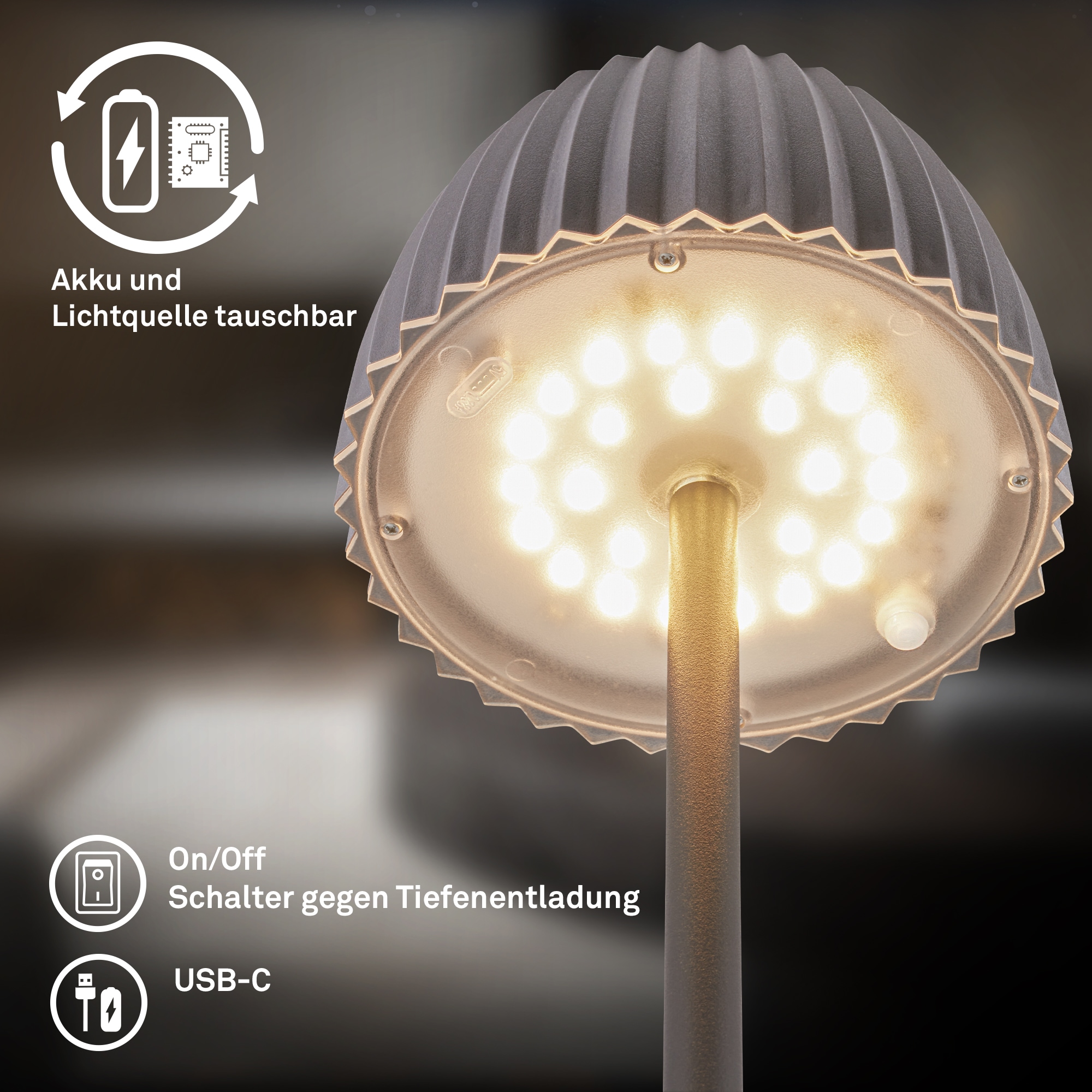 Briloner Leuchten LED Stehlampe »Akku LED Stehleuchte Riffle«