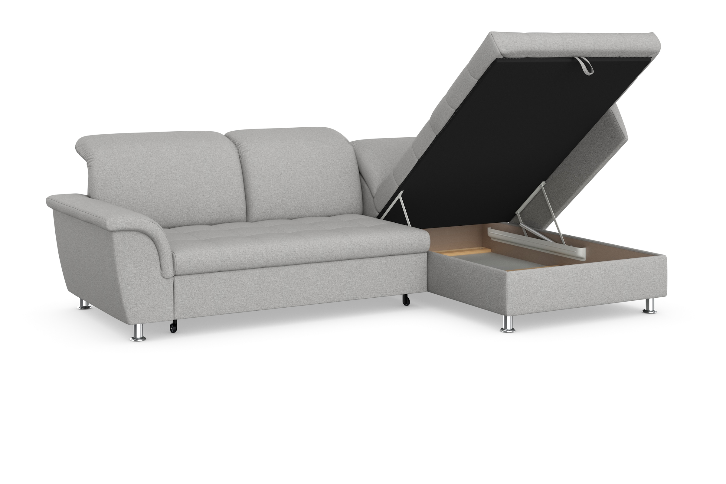 DOMO collection Ecksofa Franzi, wahlweise mit Bettfunktion, Bettkasten und Kopfteilverstellung
