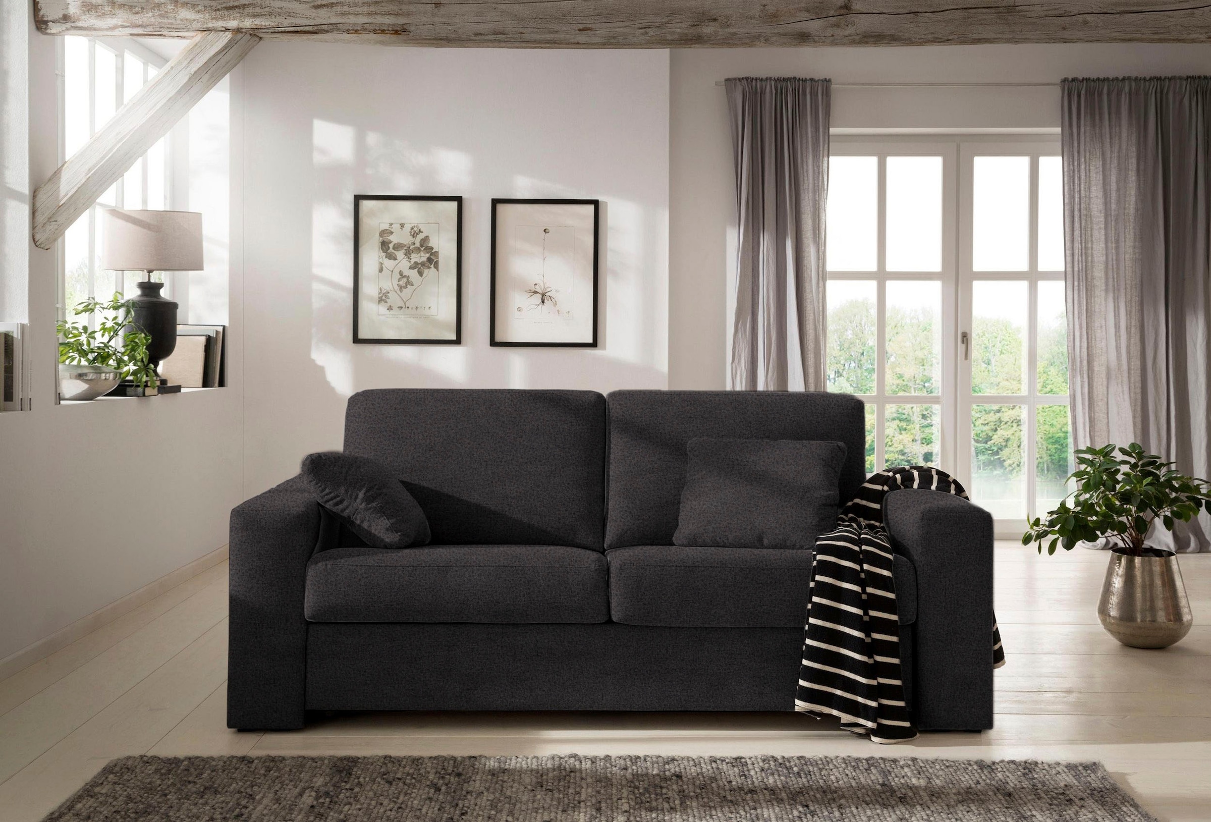 Home affaire Schlafsofa »Roma  Matratzenhöhe 14 cm« Dauerschlaffunktion, mit Unterfederung, Lattenrost, Matratze