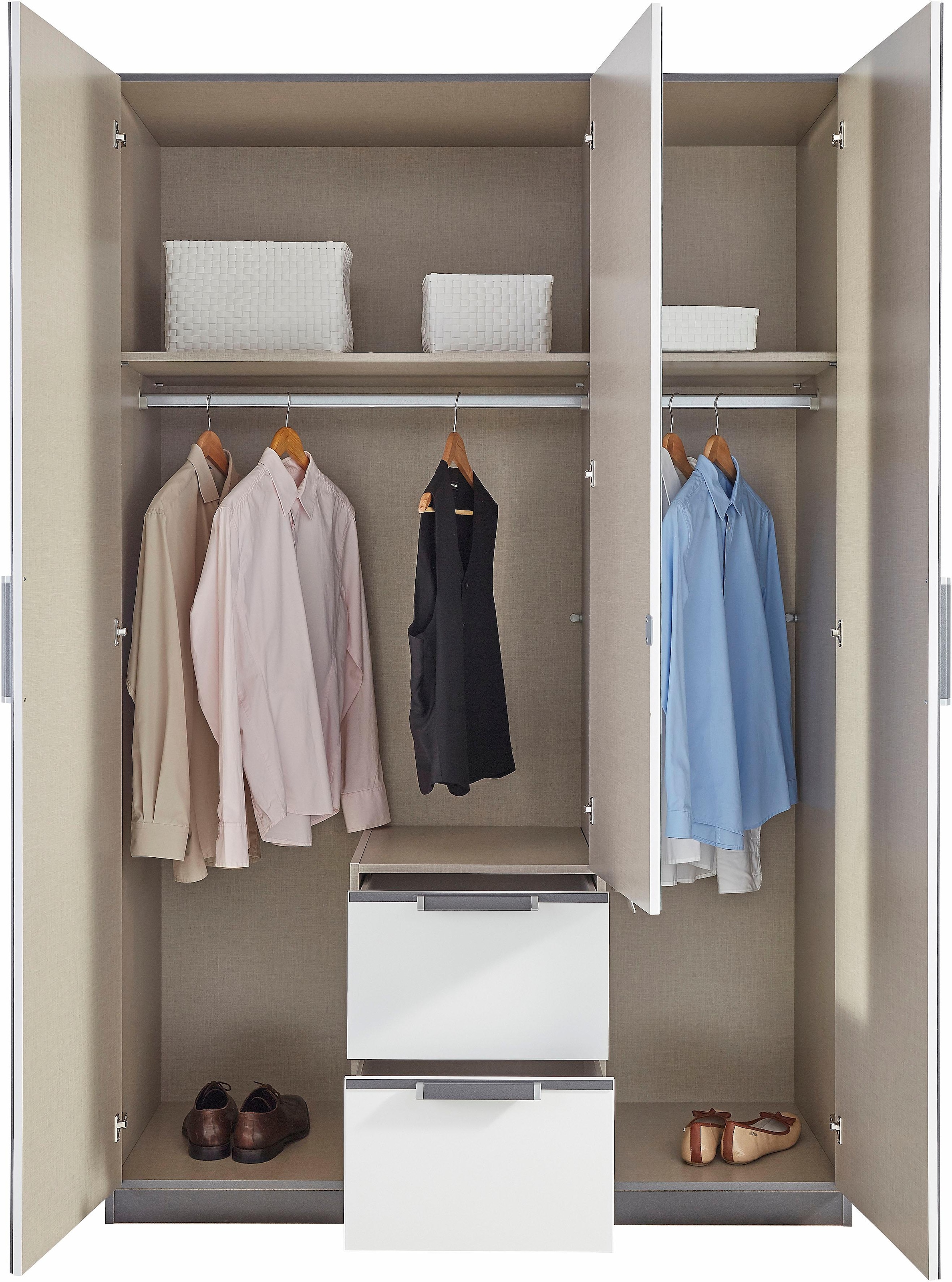rauch Kleiderschrank »Schrank Drehtürenschrank Garderobe Ankleide Schlafzimmer ESSENSA« Breiten: 136/181/226/271 cm, Höhen 210/229 cm,  voll aufgelegte Spiegeltüren, 2 große Schubladen MADE IN GERMANY