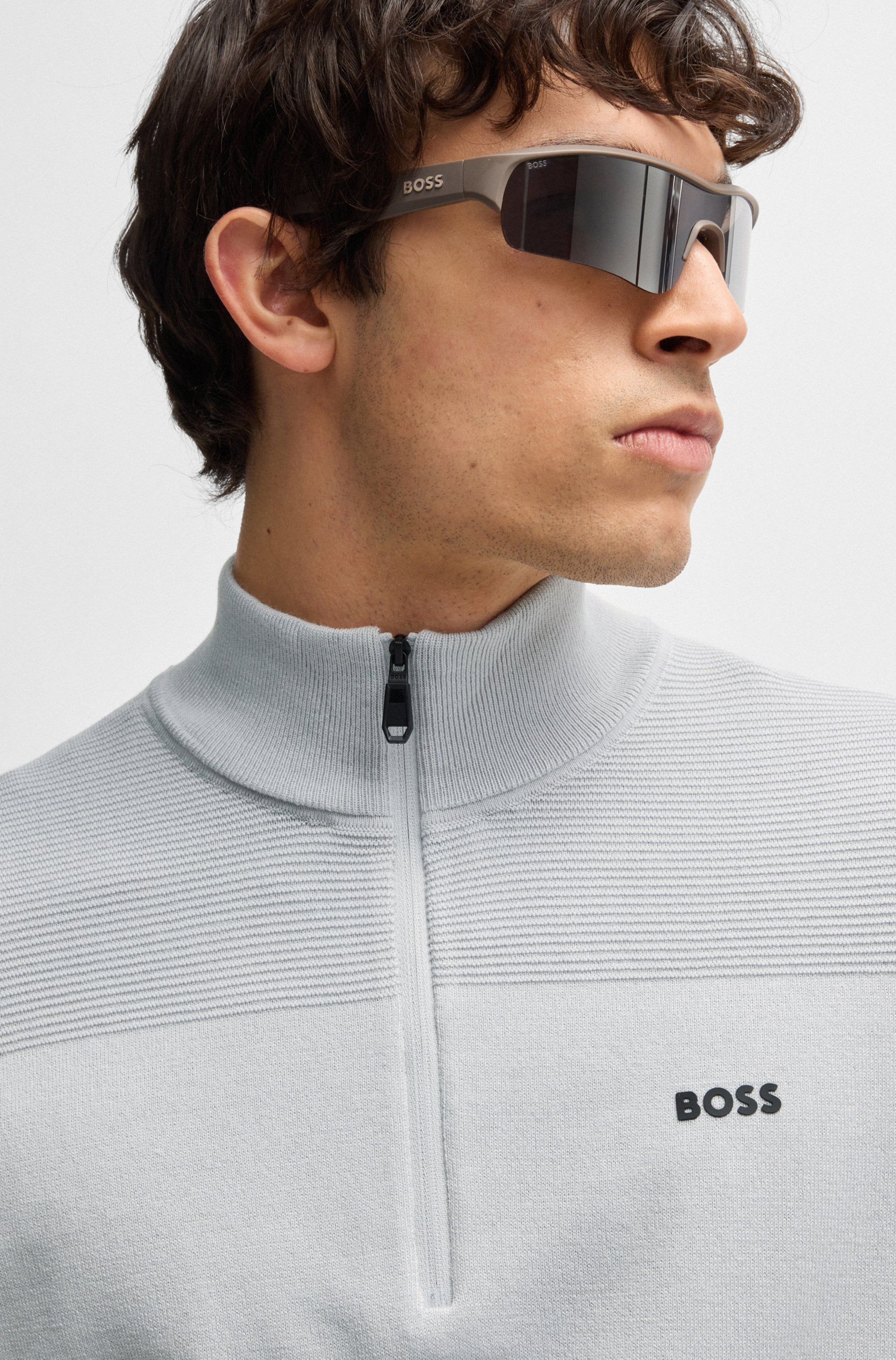 BOSS GREEN Strickpullover »Momentum-X_QZ«, mit Reißverschluss