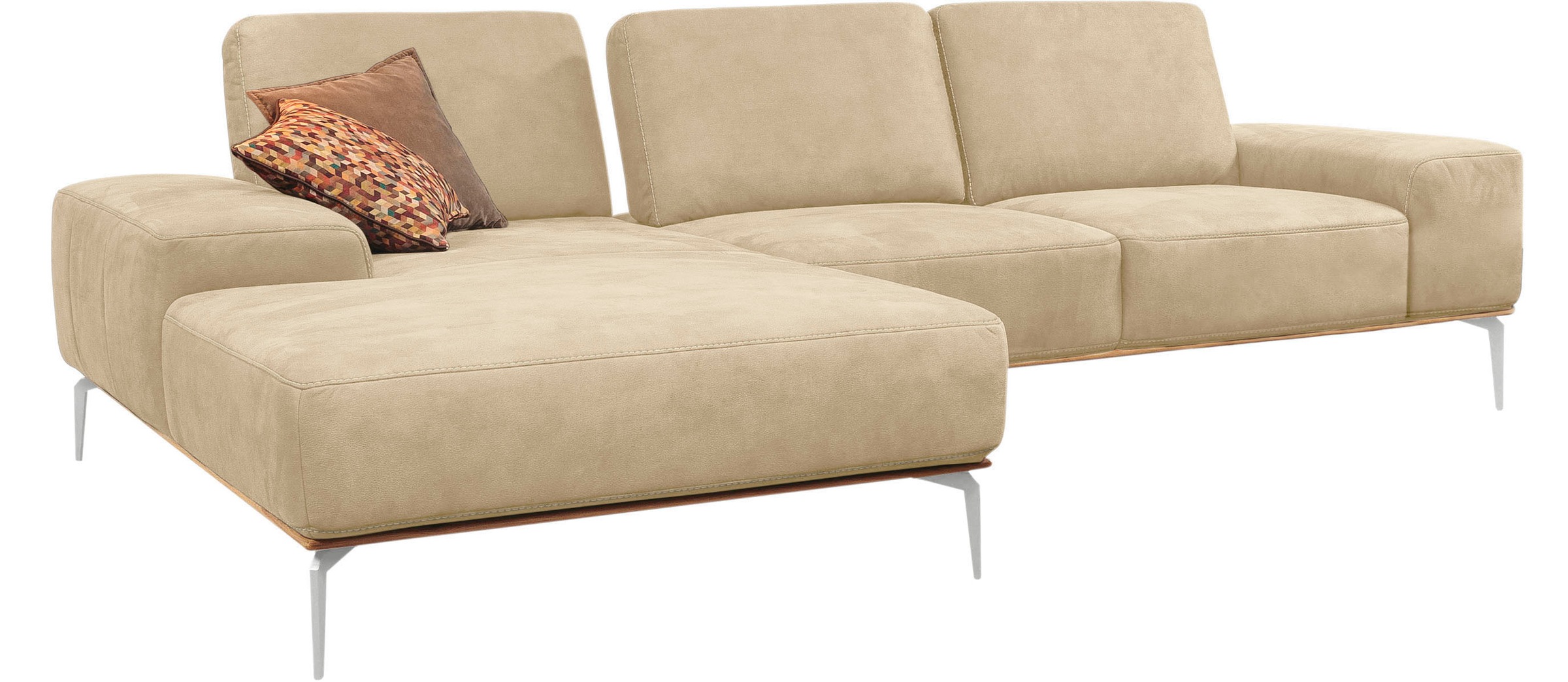 W.SCHILLIG Ecksofa »run, Designsofa, bequem, L-Form«, mit elegantem Holzsockel, Füße in Chrom glänzend, Breite 299 cm