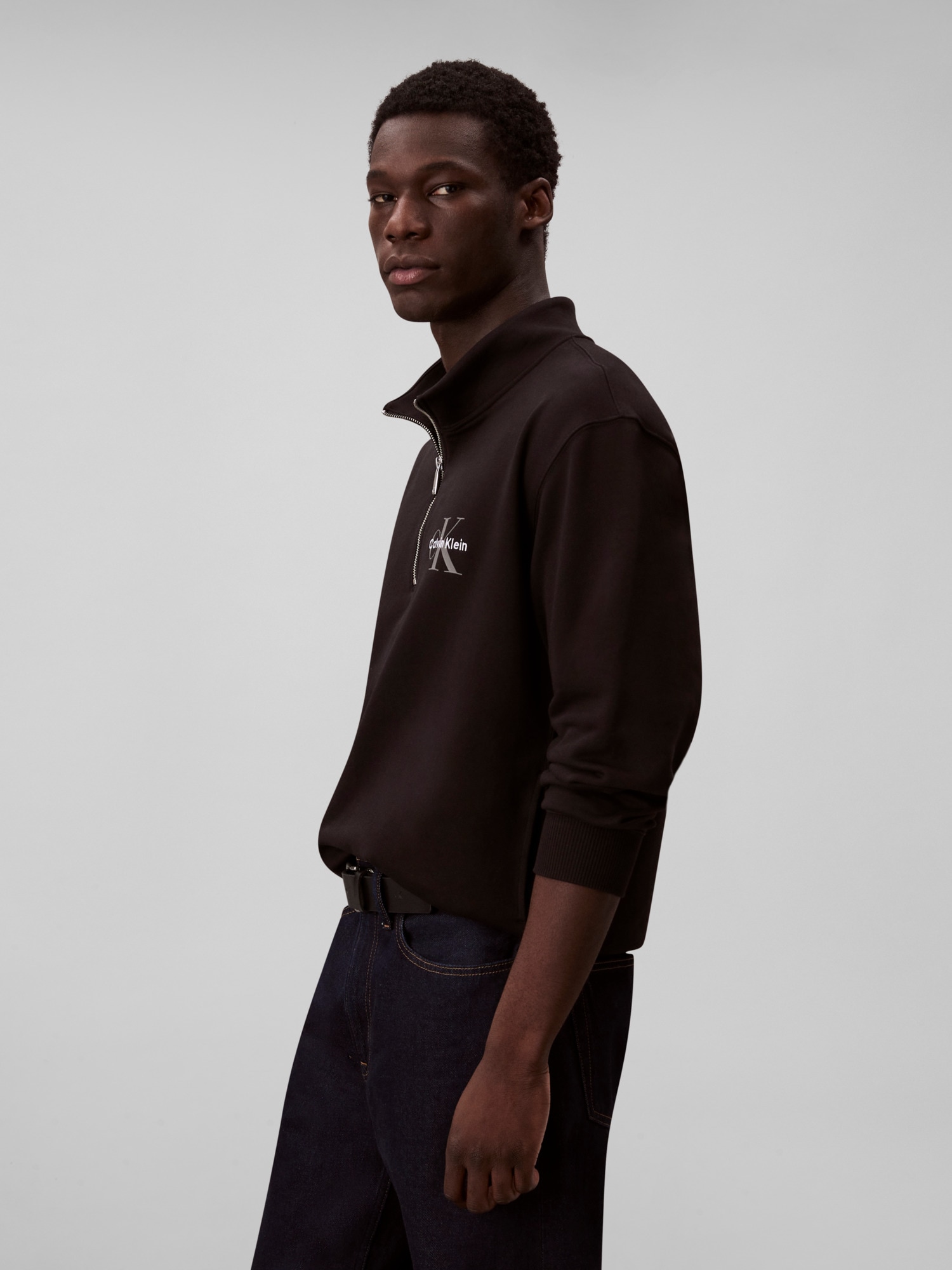 Calvin Klein Jeans Sweatshirt »LS EU 350TERRY MICRO MONOLOGO QT«, Regular fit, Stehkragen und Reißverschluss
