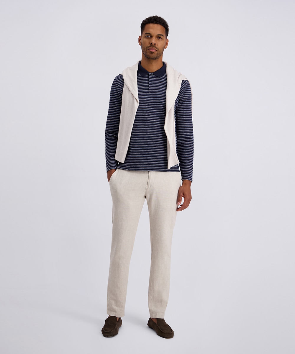 Pierre Cardin Langarm-Poloshirt Piqué Interlock im Streifendessin