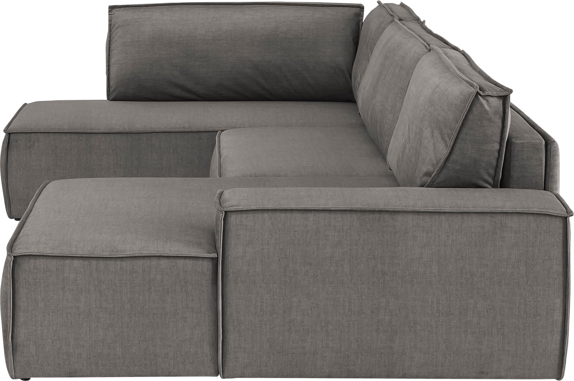 Home affaire Wohnlandschaft »SHERWOOD 329 cm, U-Form, Schlafsofa,«, Schlaffunktion m. Bettkasten (194x139 cm), Cord, Vintage, Samtvelours