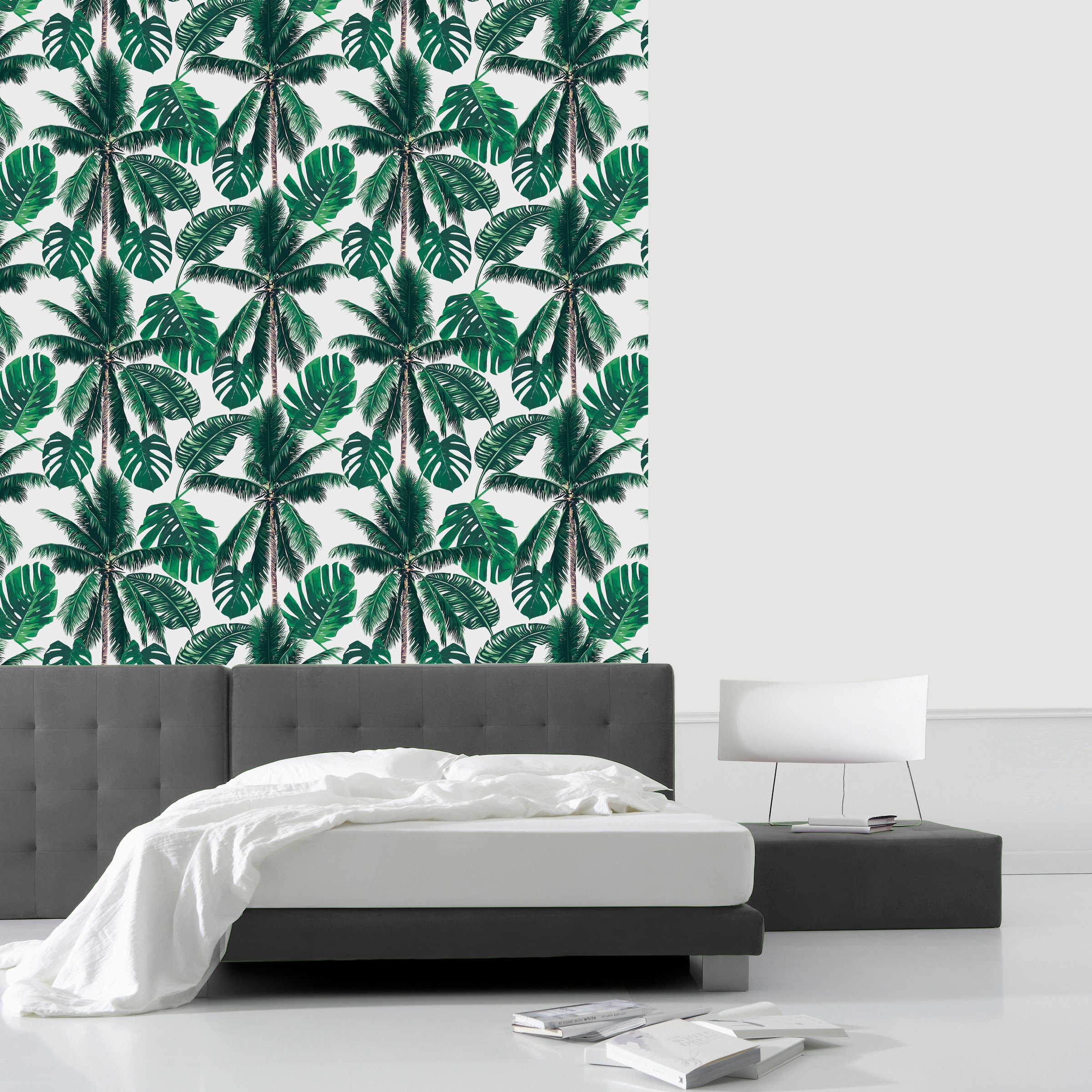 queence Vinyltapete »Palm Tree«, bedruckt-Motiv-botanisch-floral-gemustert-natürlich, 90x250cm, selbstklebend, kinderleichte Anbringung, Sticker