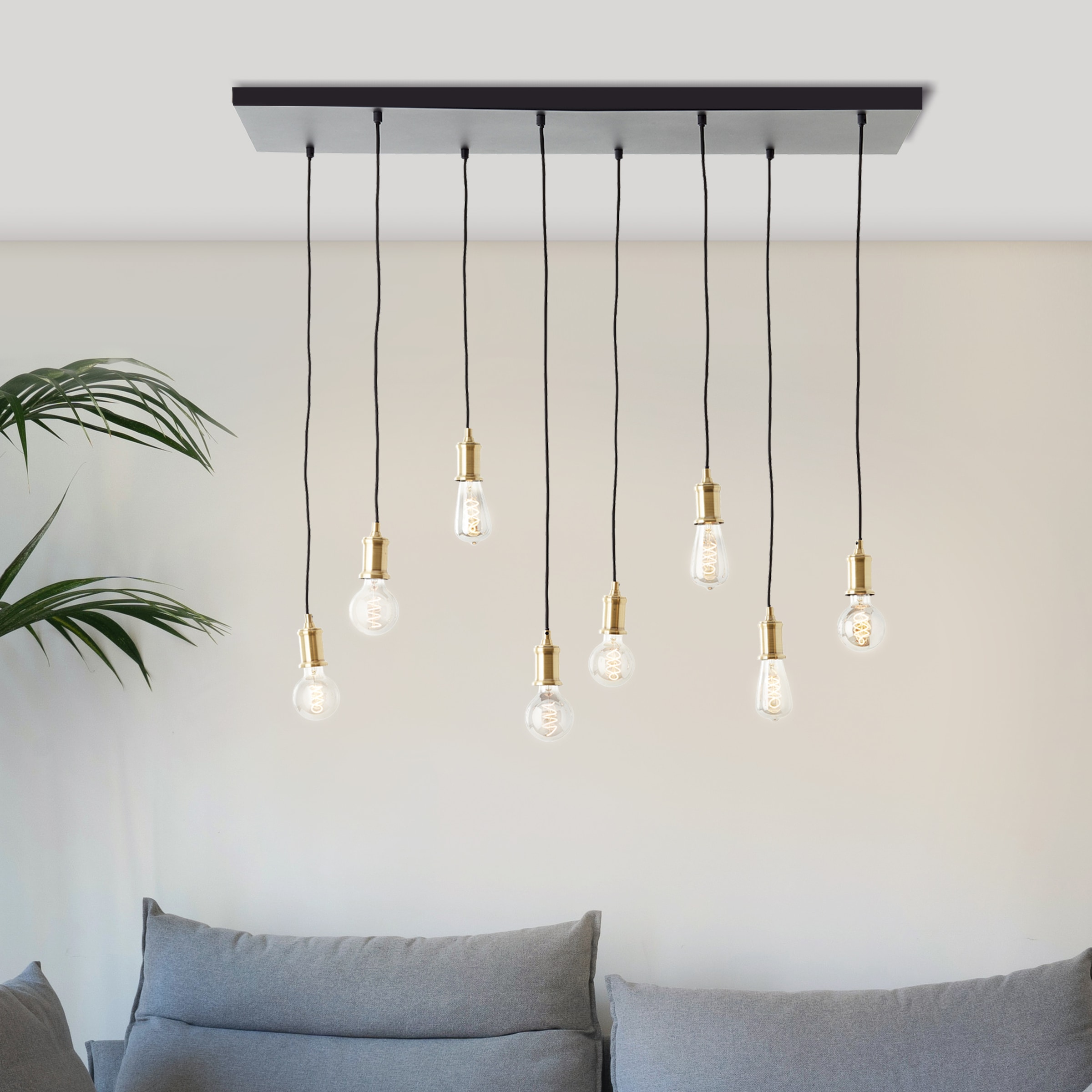 Brilliant Pendelleuchte »Darcia« E27 1 Stk. 133 x 35 x 110 cm, 8 x E27, kürzbar, Metall, messingfarben/schwarz