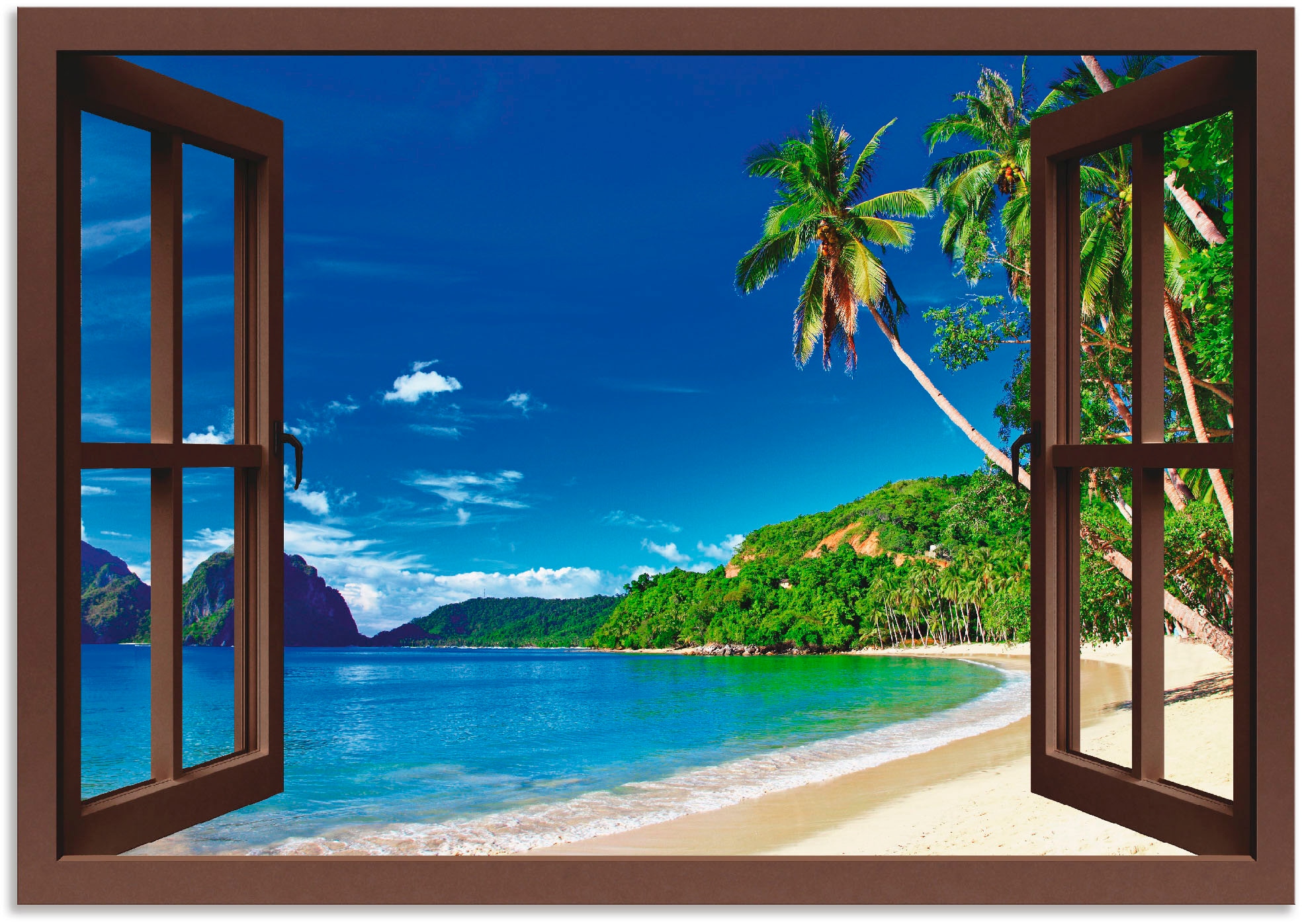 Artland Wandbild »Fensterblick Paradies«, Fensterblick, als kaufen versch. St.), Rechnung (1 Alubild, oder Leinwandbild, Poster auf Wandaufkleber in Größen