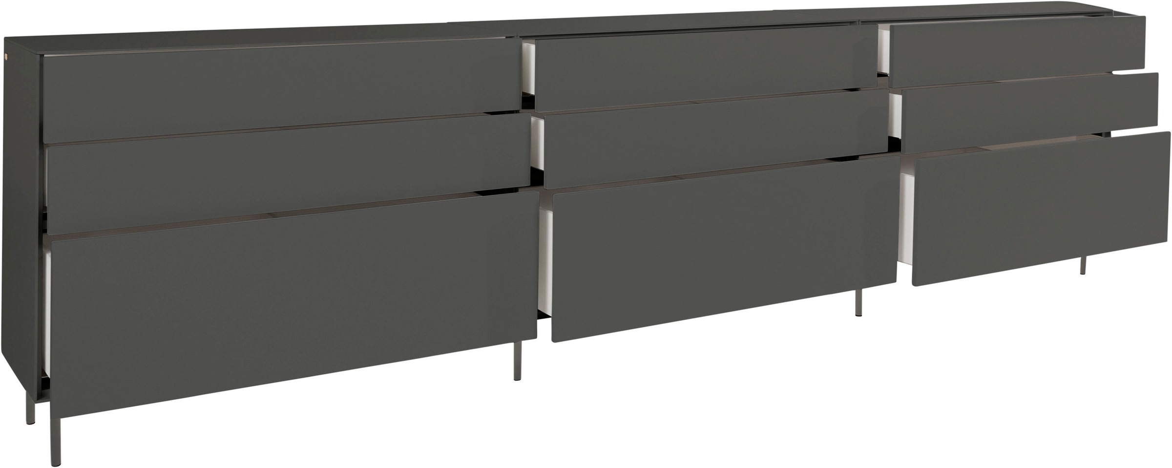 LeGer Home by Lena Gercke Sideboard »Essentials«, (3 St.), Breite: 335cm, MDF lackiert, Push-to-open-Funktion