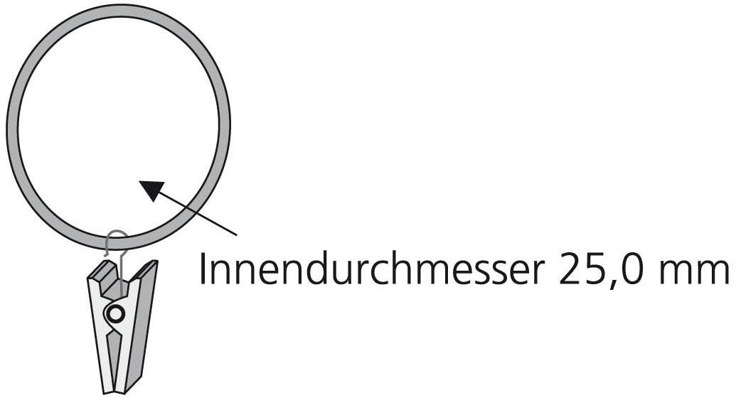 Liedeco Gardinenring, (Set, Klammern), für mm St., 16 Gardinenstangen Ø 10 mit