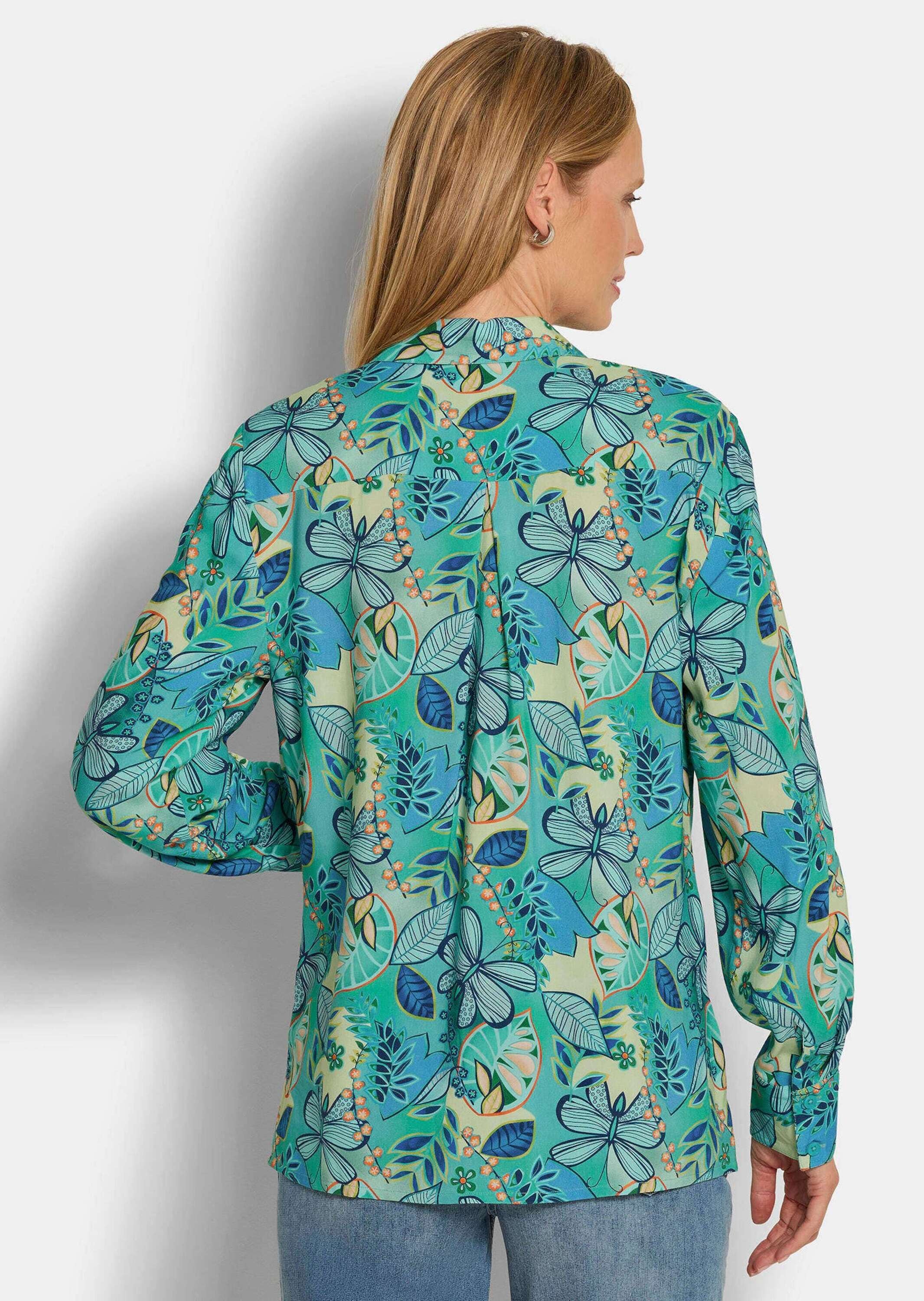 GOLDNER Kurzarmbluse »Blusenshirt mit floralem Print« figurschmeichelnde Schnittführung