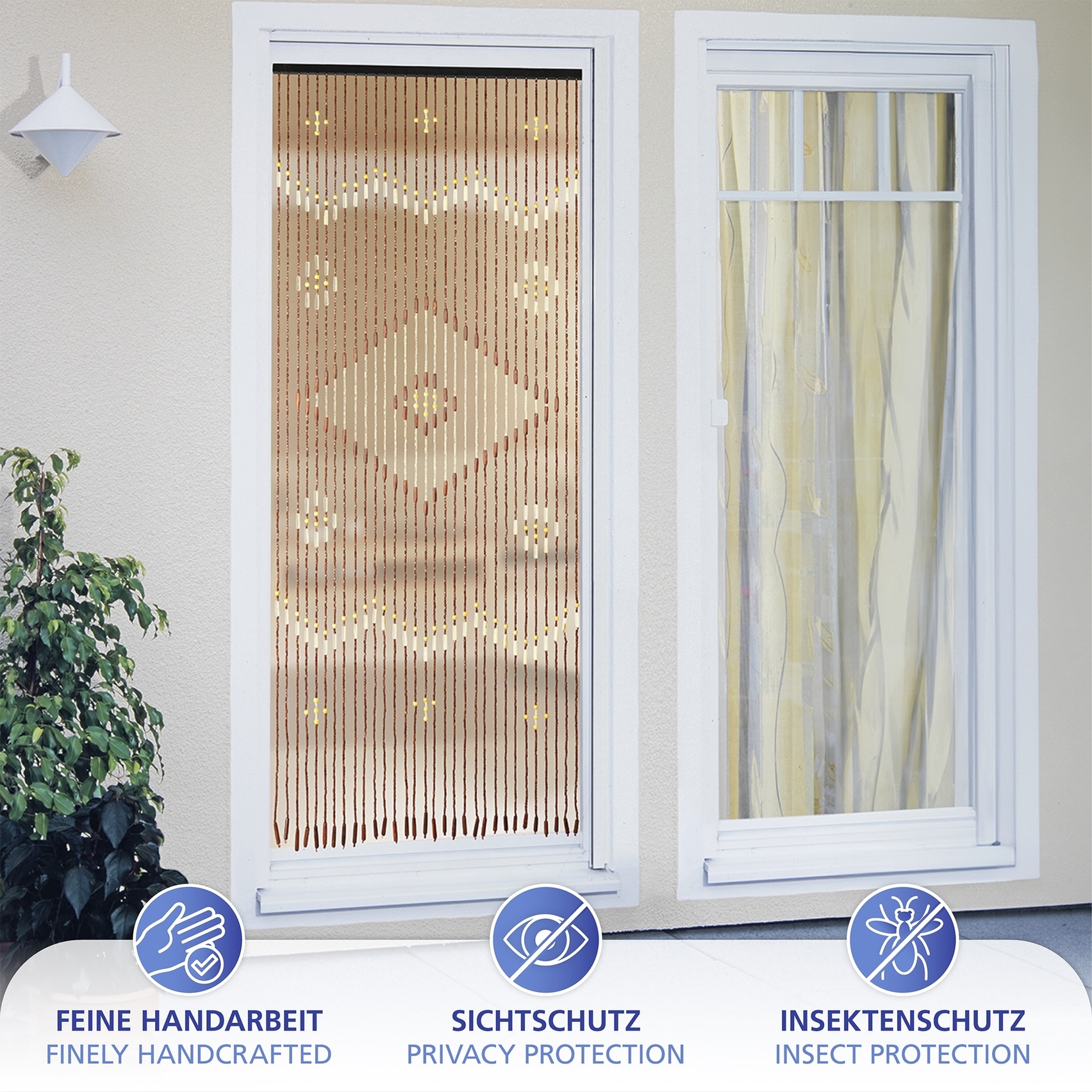 Maximex Insektenschutz-Vorhang »Türvorhang - Holzperlen« 1 Stk. tlg. Insekten- und Sichtschutz aus Bambus, für Balkon oder Terrasse