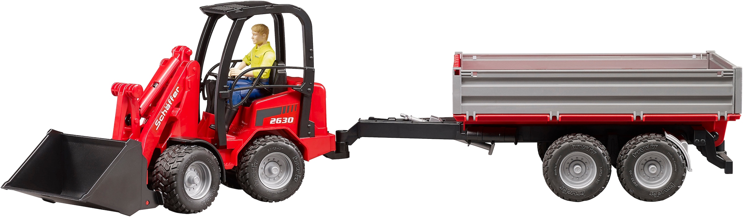 Bruder® Spielzeug-Bagger »Schäffer Hoflader 2630 mit Figur und Zubehör (02191)« Made in Europe