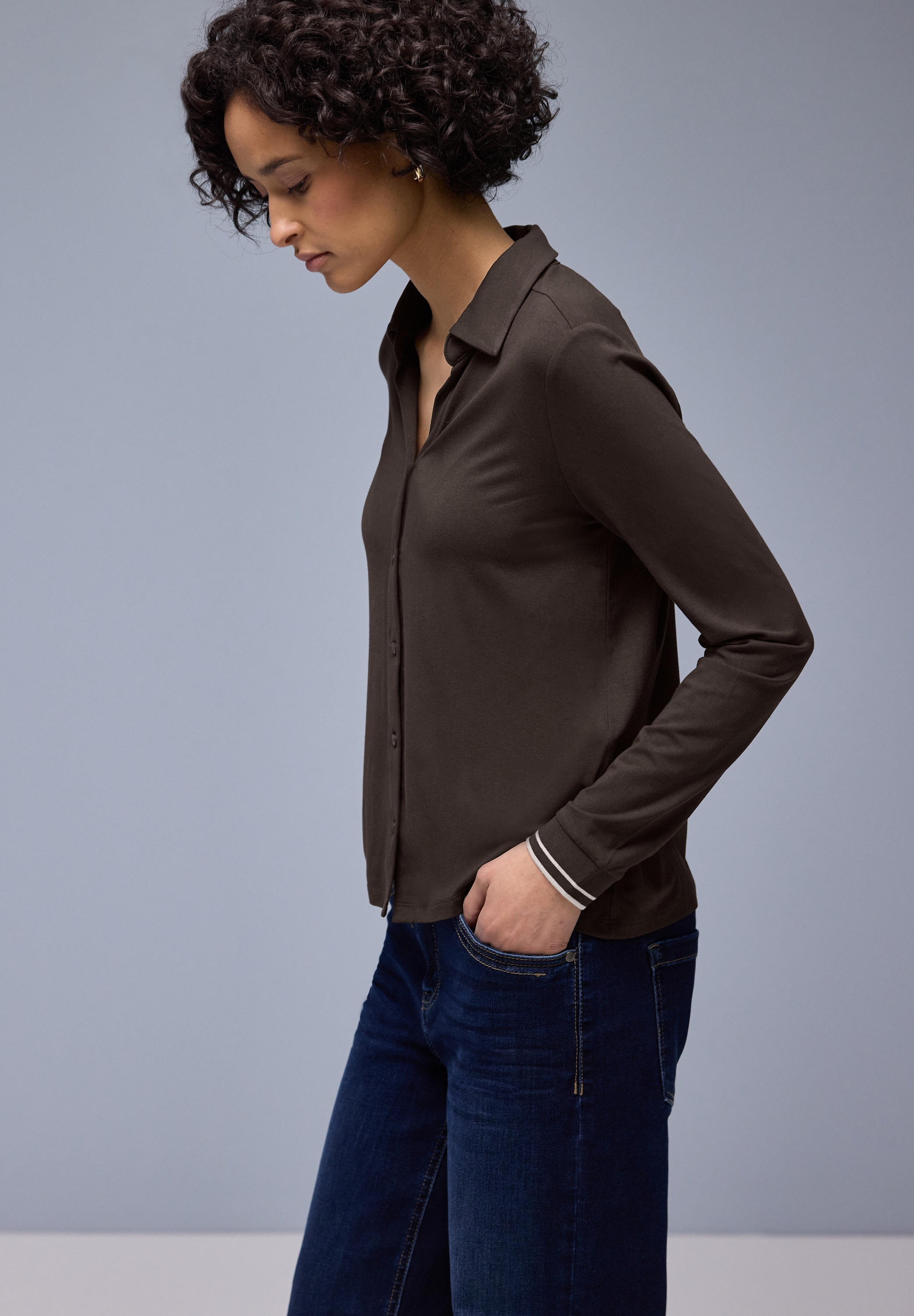 STREET ONE Langarmshirt mit College-Bündchen an den Ärmeln