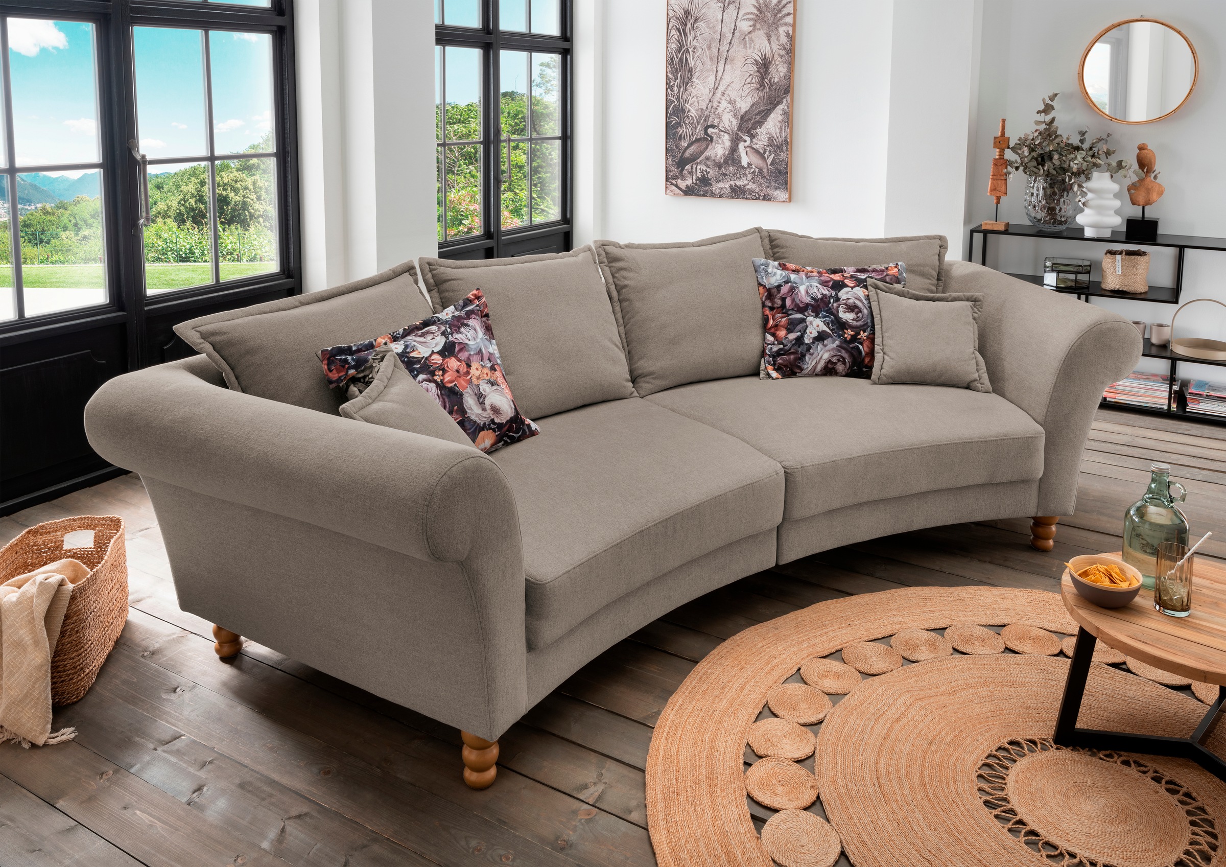 Home affaire Big-Sofa »Tassilo geschwungene Formensprache, bequem, Mega Sofa, Breite 350cm«