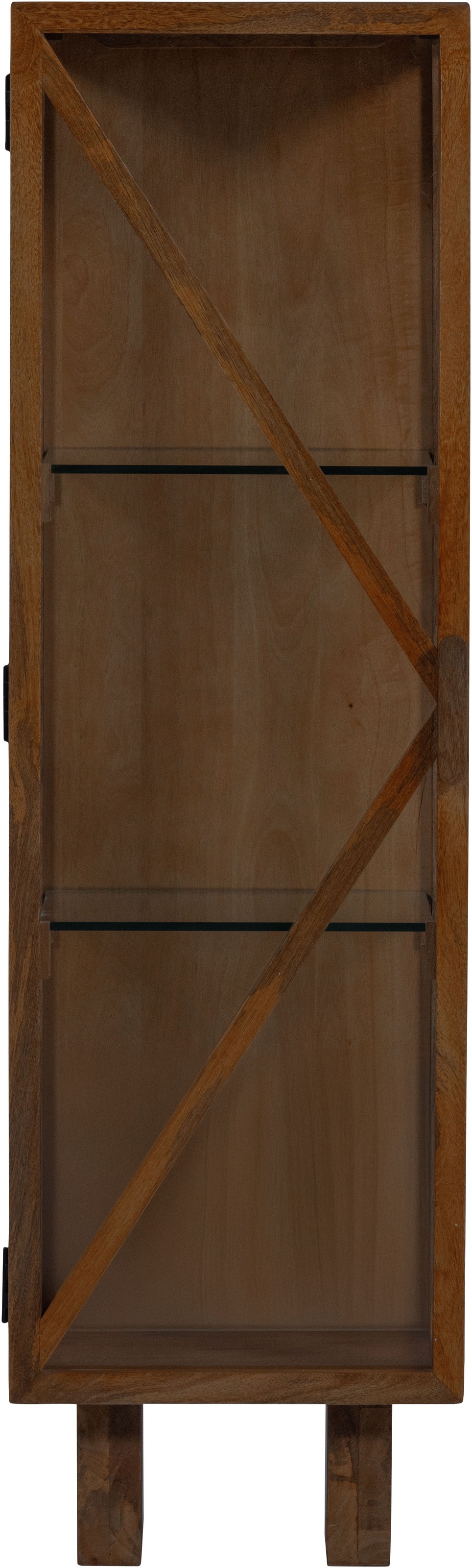WOOOD Vitrine »Kella Mangoholz mit Glastüren und Glaseinlegeböden 40 x 39 x 137 cm« Wandbefestigung empfohlen, Tragkraft 5–7 kg pro Glasboden