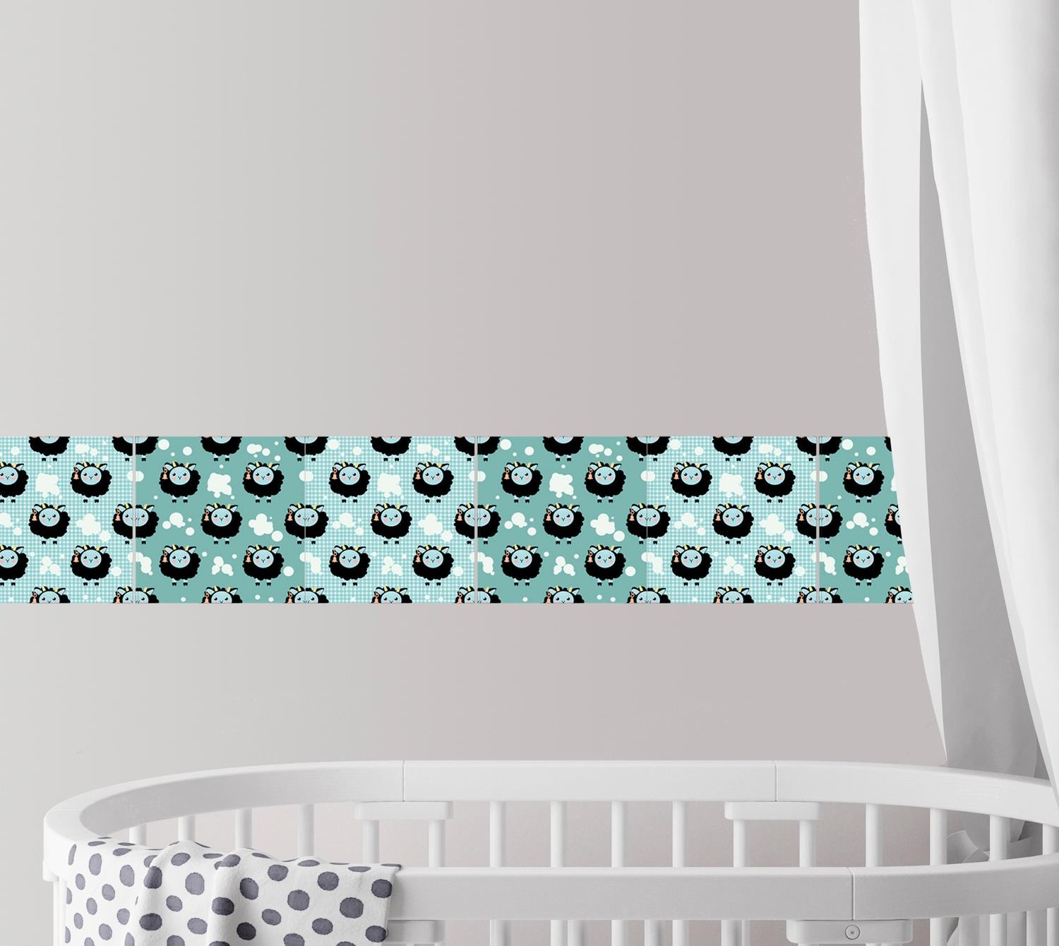 queence Fliesenaufkleber »Schafe & Punkte« Stickerfliesen, selbstklebend, Sticker, 12er Set