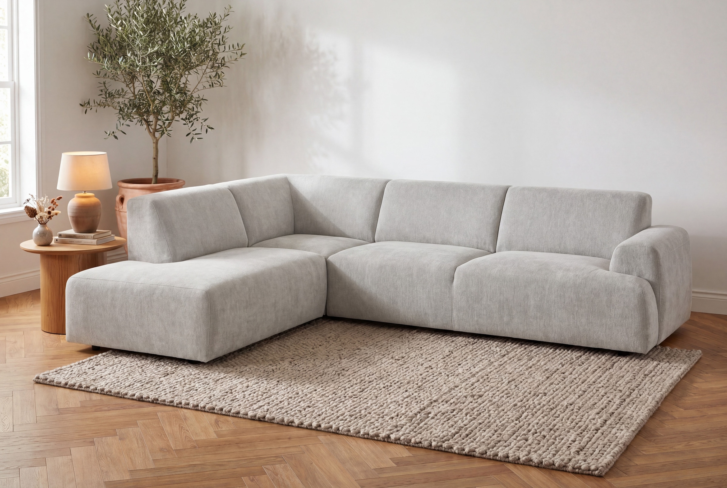 Home affaire Ecksofa »Linkka, Breite 282 cm« L-Form, in einem weichen Chenille-Stoff, mit Wellenunterfederung