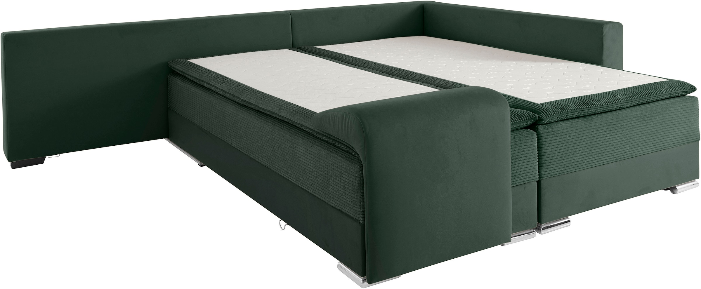 INOSIGN Ecksofa »Night & Day L-Form mit Dauer-Schlaffunktion mit Armlehne«, mit Boxspring-Bettfunktion 180x200 cm und Bettkasten, Dauerschläfer!