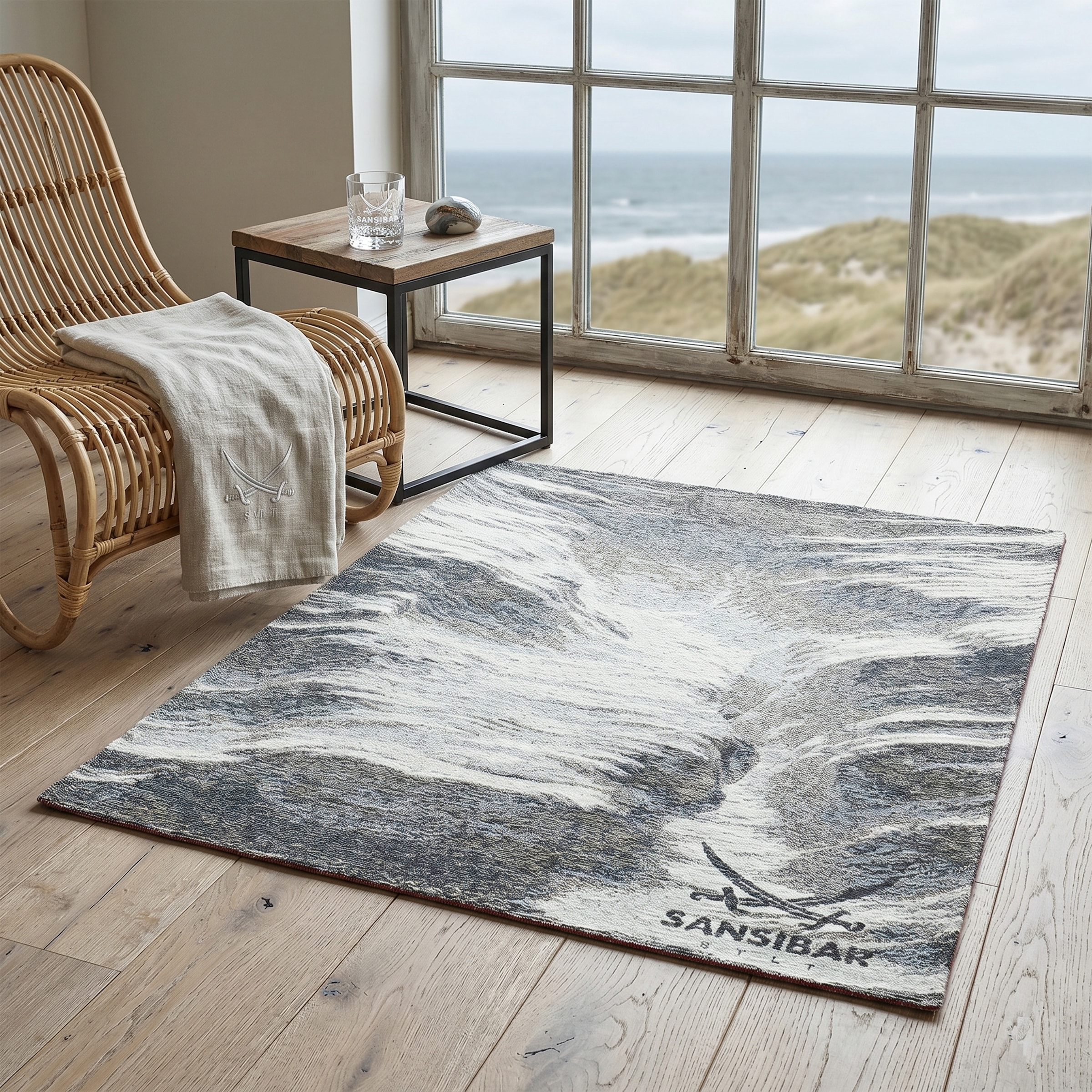Sansibar Teppich »Keitum 032« rechteckig 3 mm Höhe Flachgewebe, modernes Design, Motiv Brandung & Wellen