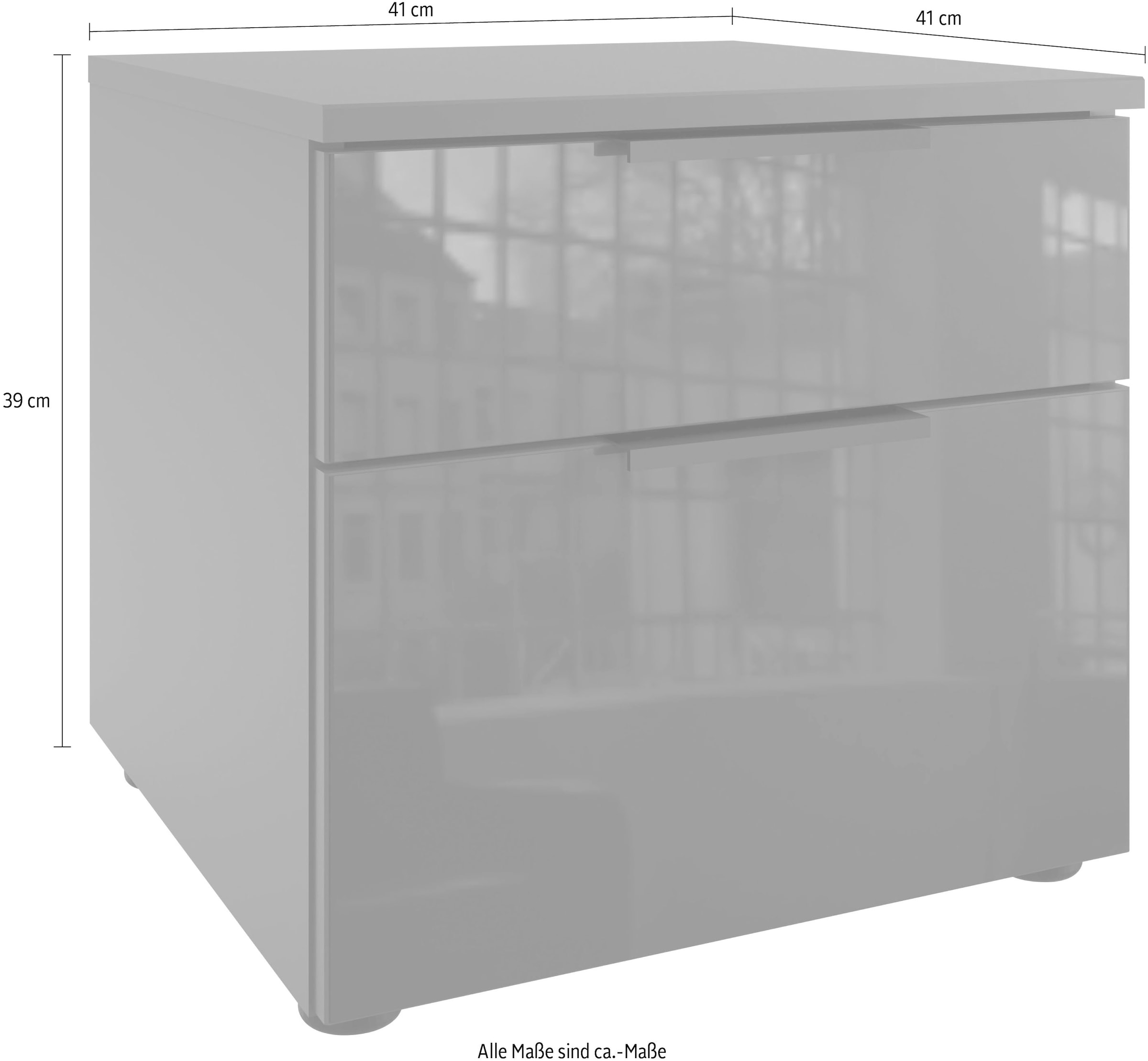 Wimex Nachtkommode »Level36 black C by fresh to go«, Nachttisch mit Glaselementen auf der Front, soft-close Funktion