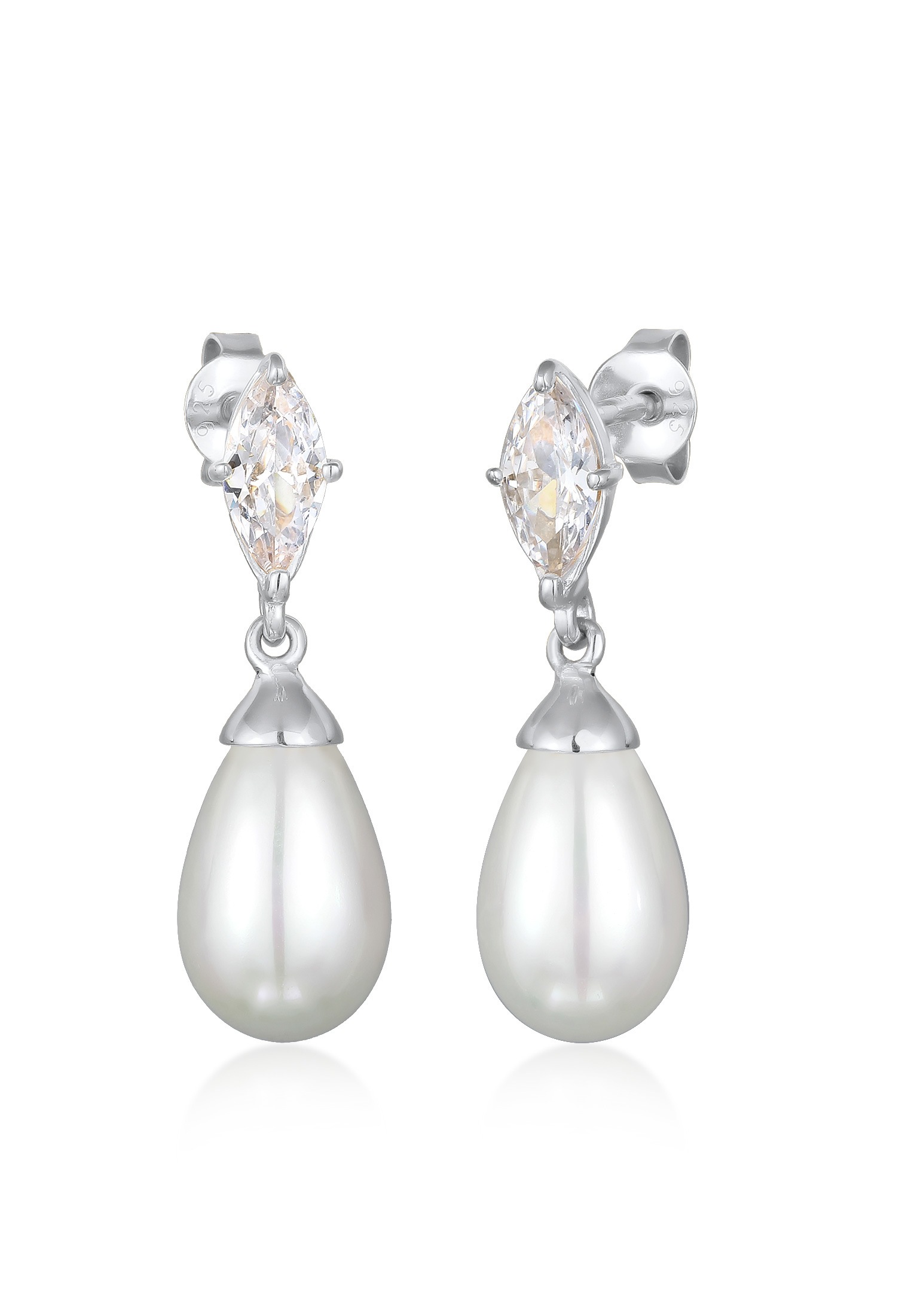 Elli Paar Ohrstecker »Ohrringe Zirkonia Muschelkernperle Tropfen 925 Silber«