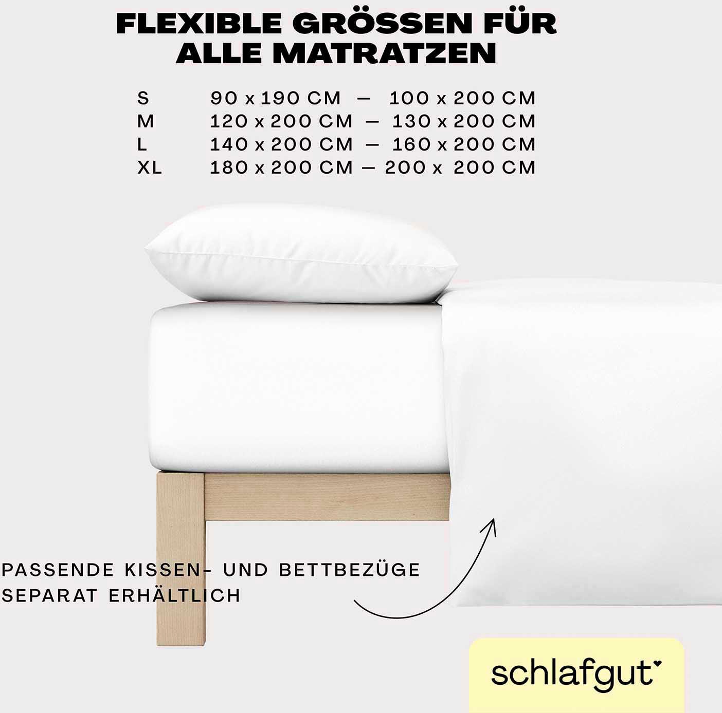 Schlafgut Spannbettlaken »EASY aus 100% Baumwolle, weich & saugfähig, Marken-Bettlaken«, für Matratzen bis 22 cm Höhe, in 90x200, 140x200 oder 180x200 cm