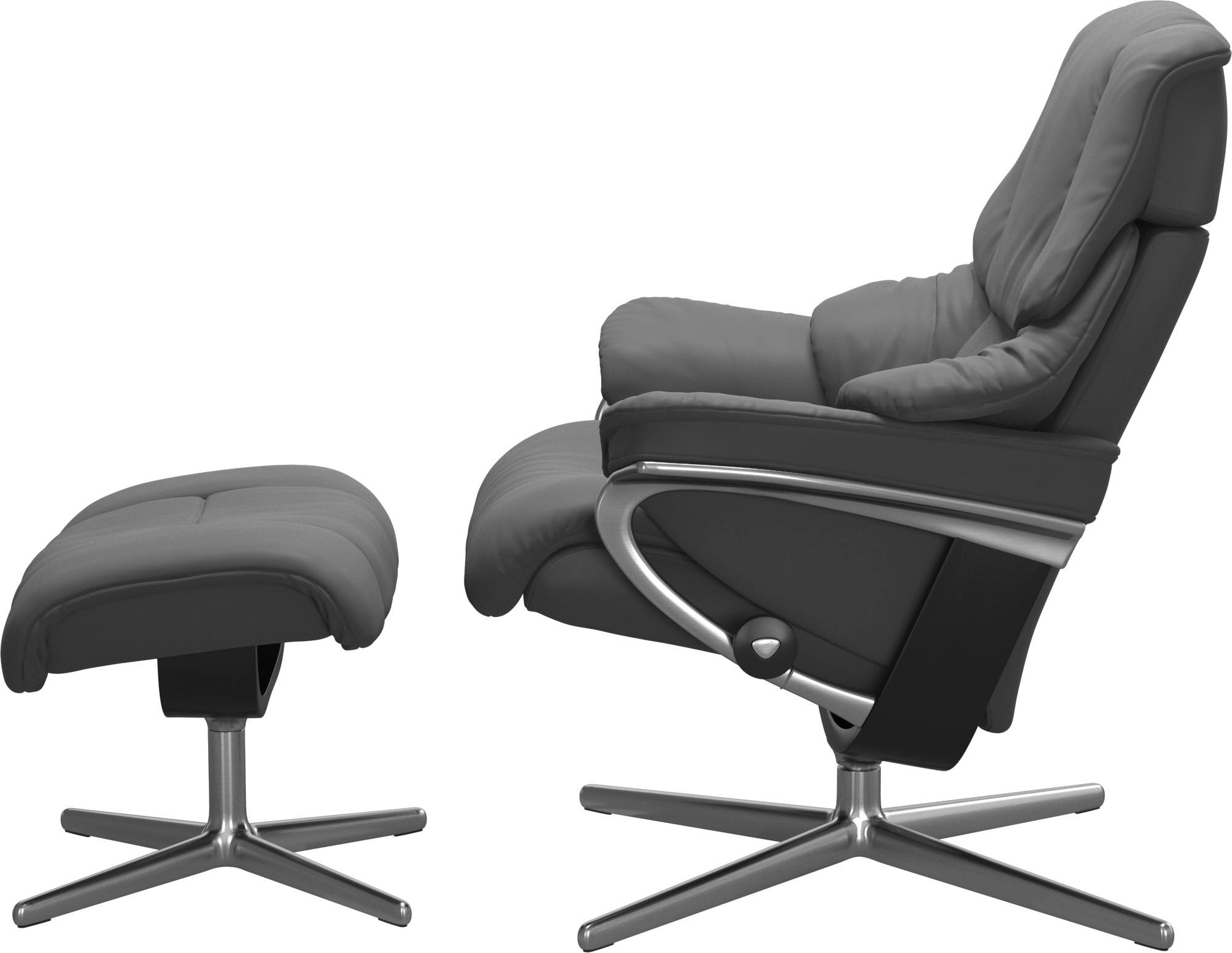 Stressless® Relaxsessel »Reno«, (Set, Relaxsessel mit Hocker), mit Hocker, mit Cross Base, Größe S, M & L, Holzakzent Schwarz