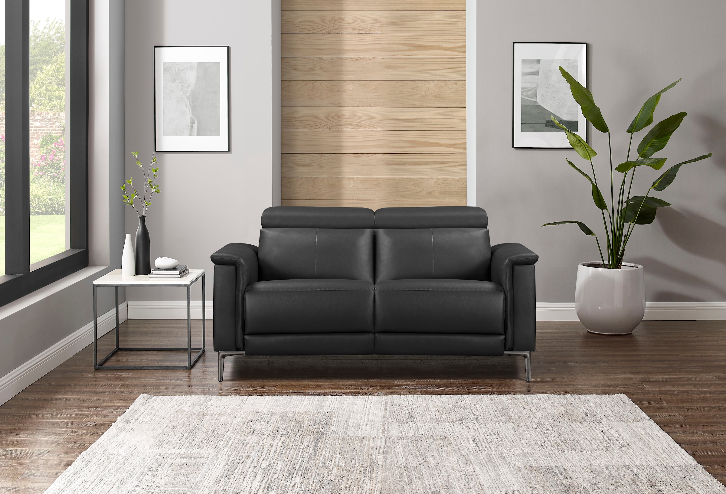 OTTO home 2-Sitzer »LUND,Naturleder, 160 cm, mit Relaxfunktion und Kopfteilverstellung« manuell od. elektrisch (m.USB-C), Federkern