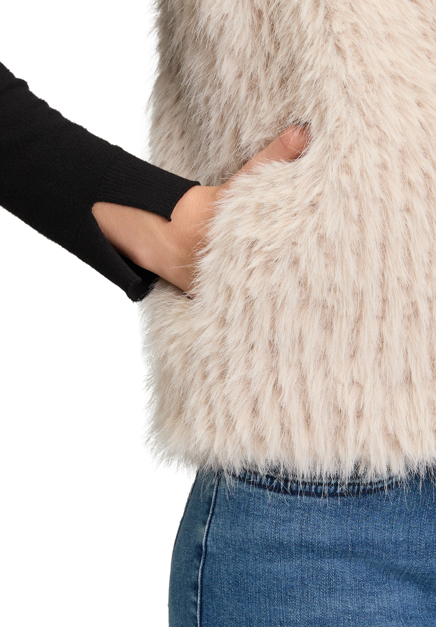 Amber & June Fellimitatweste »Plüschweste mit Kragen«