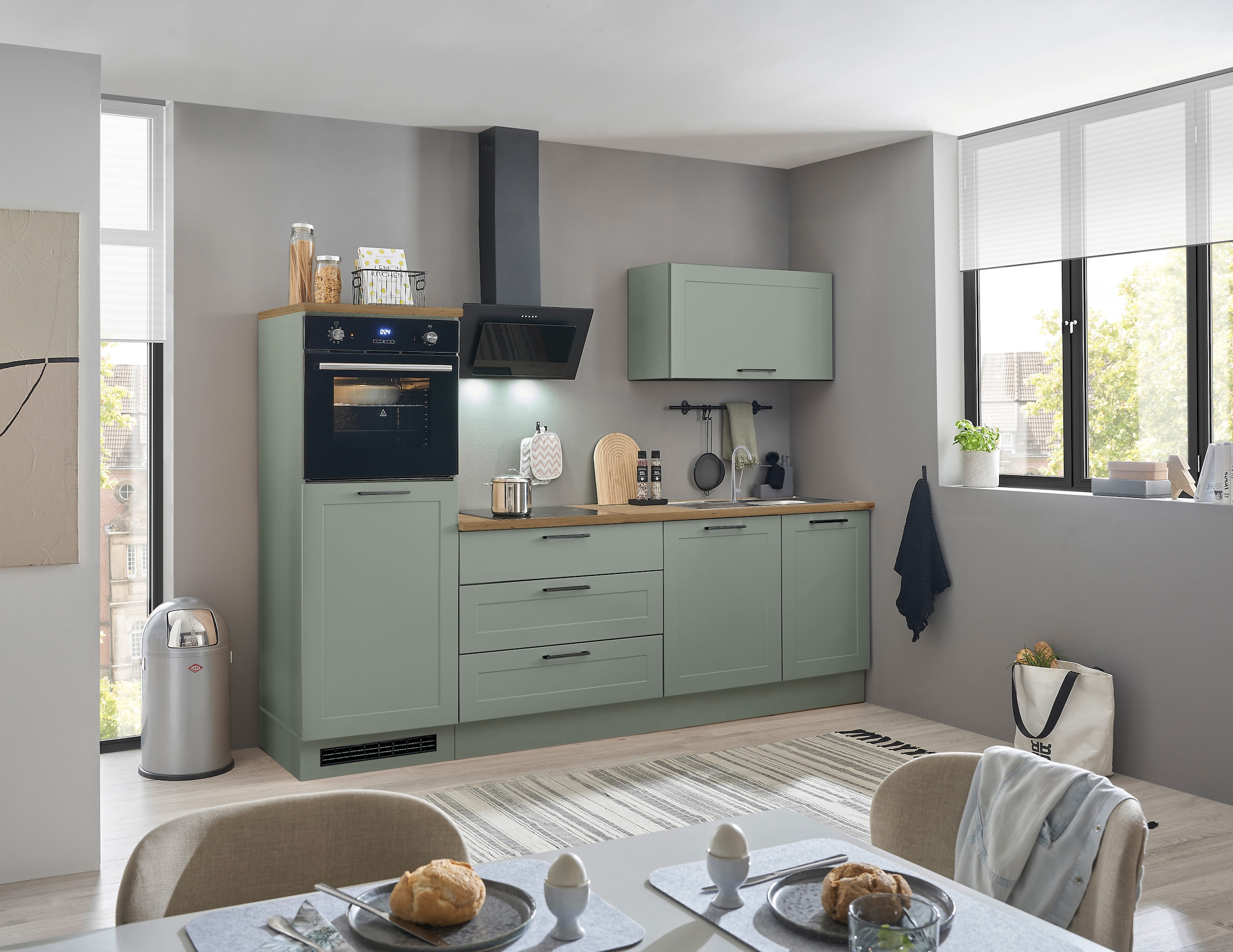 BASIC by Balculina Küchenzeile »Marsi« Breite 260 cm, wahlweise mit E-Geräten, mit Soft-Close-Funktion