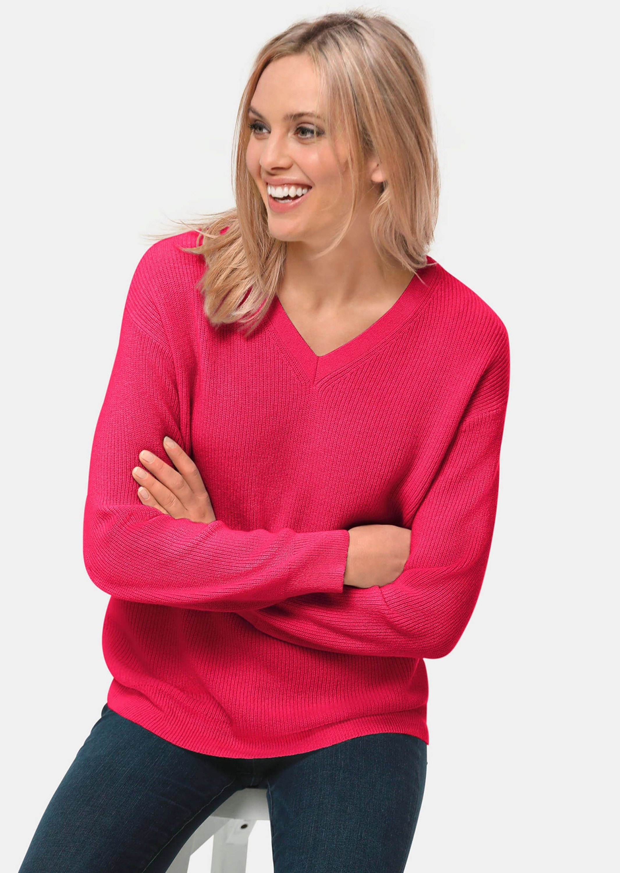 GOLDNER Strickpullover »Kurzgröße Kaschmirpullover mit V-Ausschnitt« Ohne