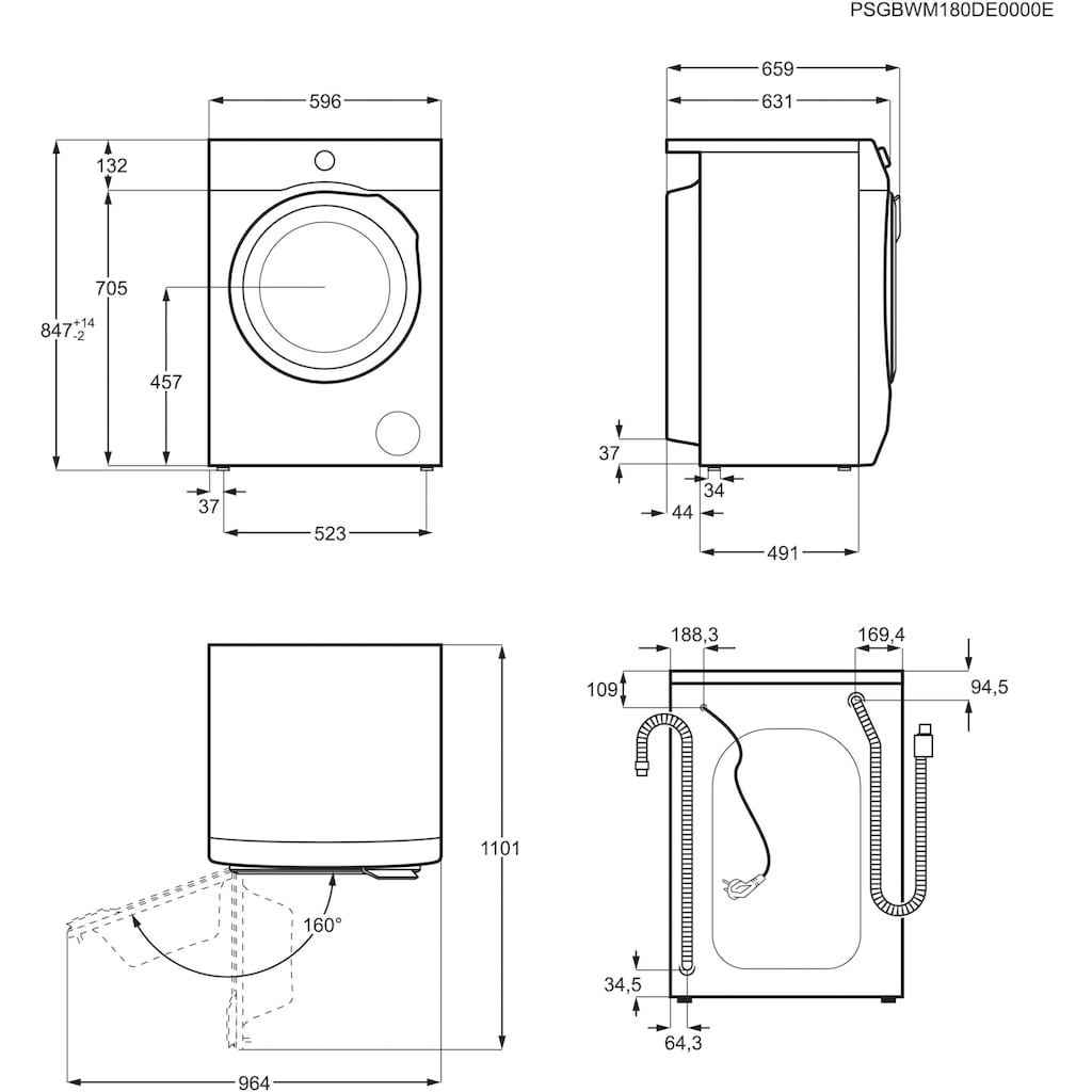 AEG Waschmaschine »LR7A70690«, LR7A70690, 9 kg, 1600 U/min