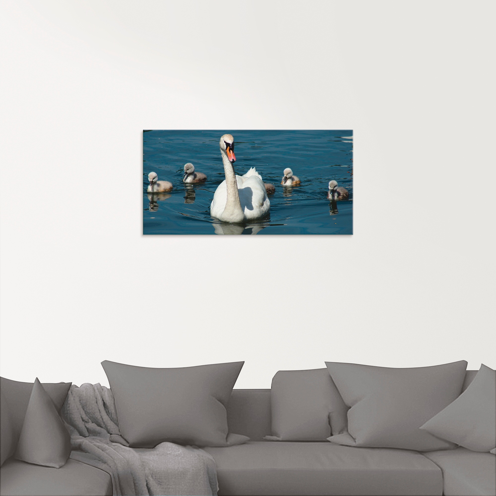 Artland Glasbild »Höckerschwan Familie«, Vögel, (1 St.), in verschiedenen Größen