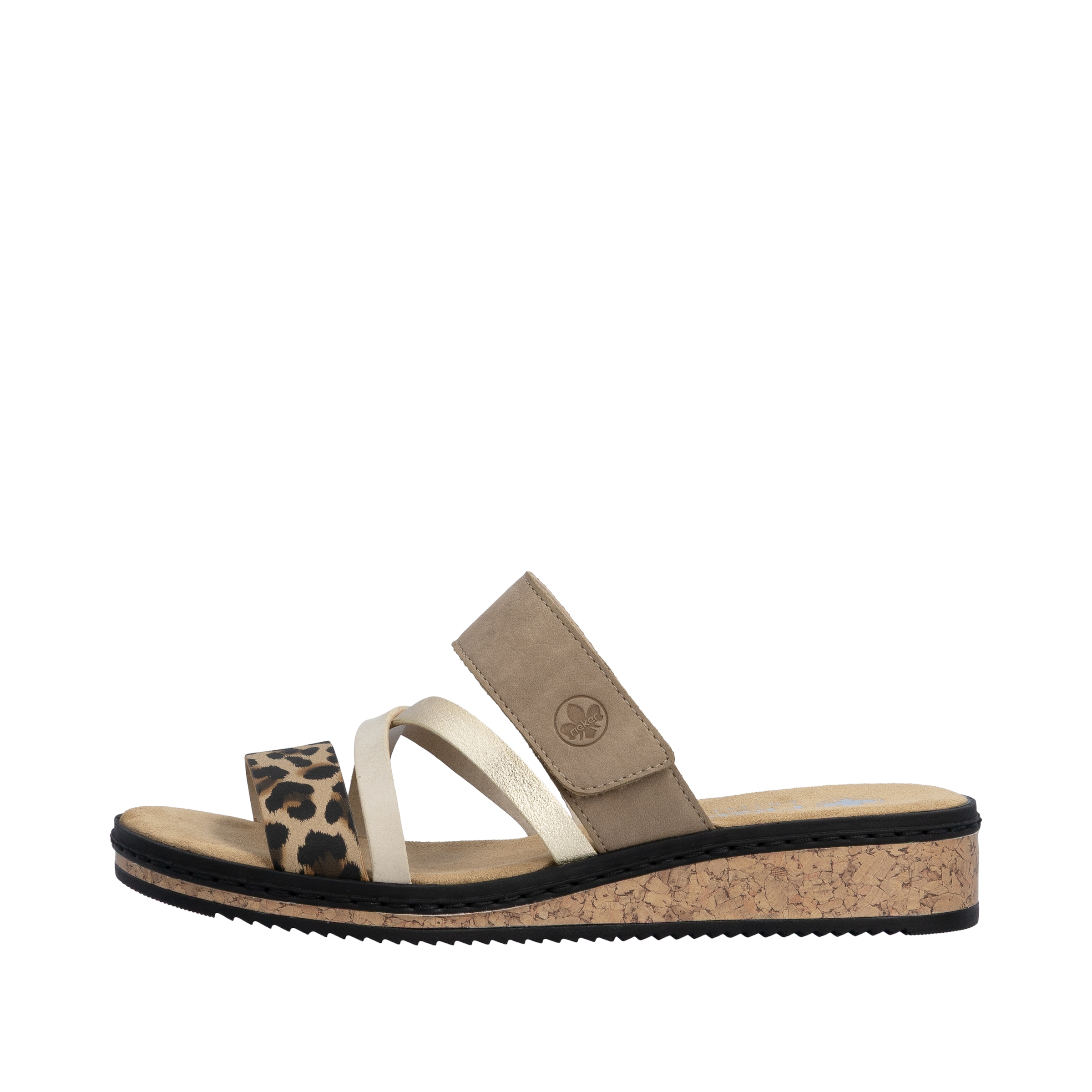 Rieker Pantolette  Keilabsatz, Sommerschuh, Schlappen mit Klettriemchen