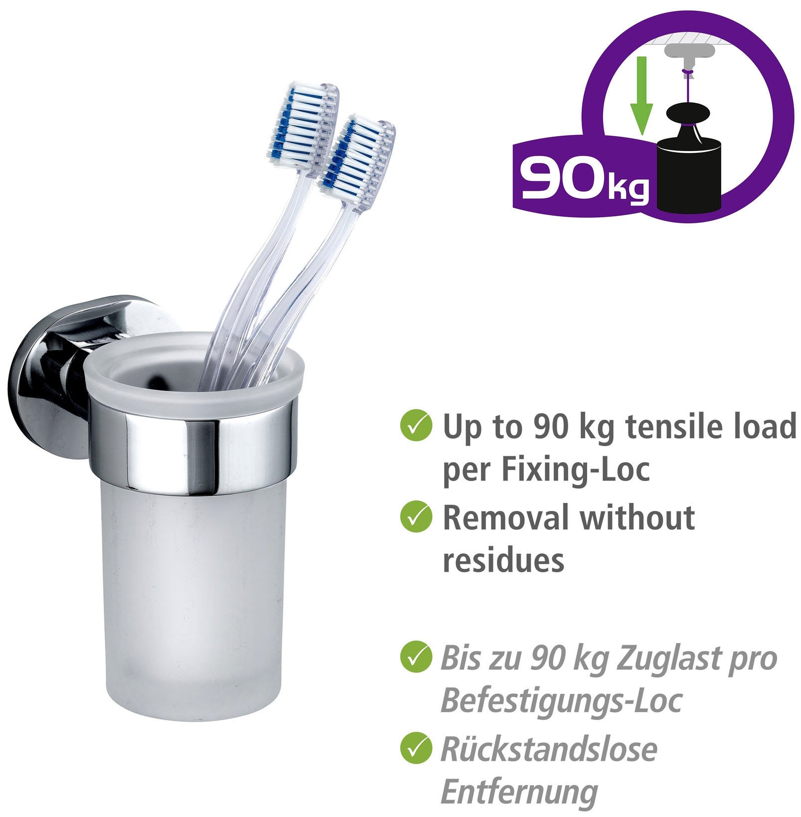 WENKO Zahnputzbecher »UV-Loc® Maribor«, befestigen ohne Bohren mit innovativem Klebesystem