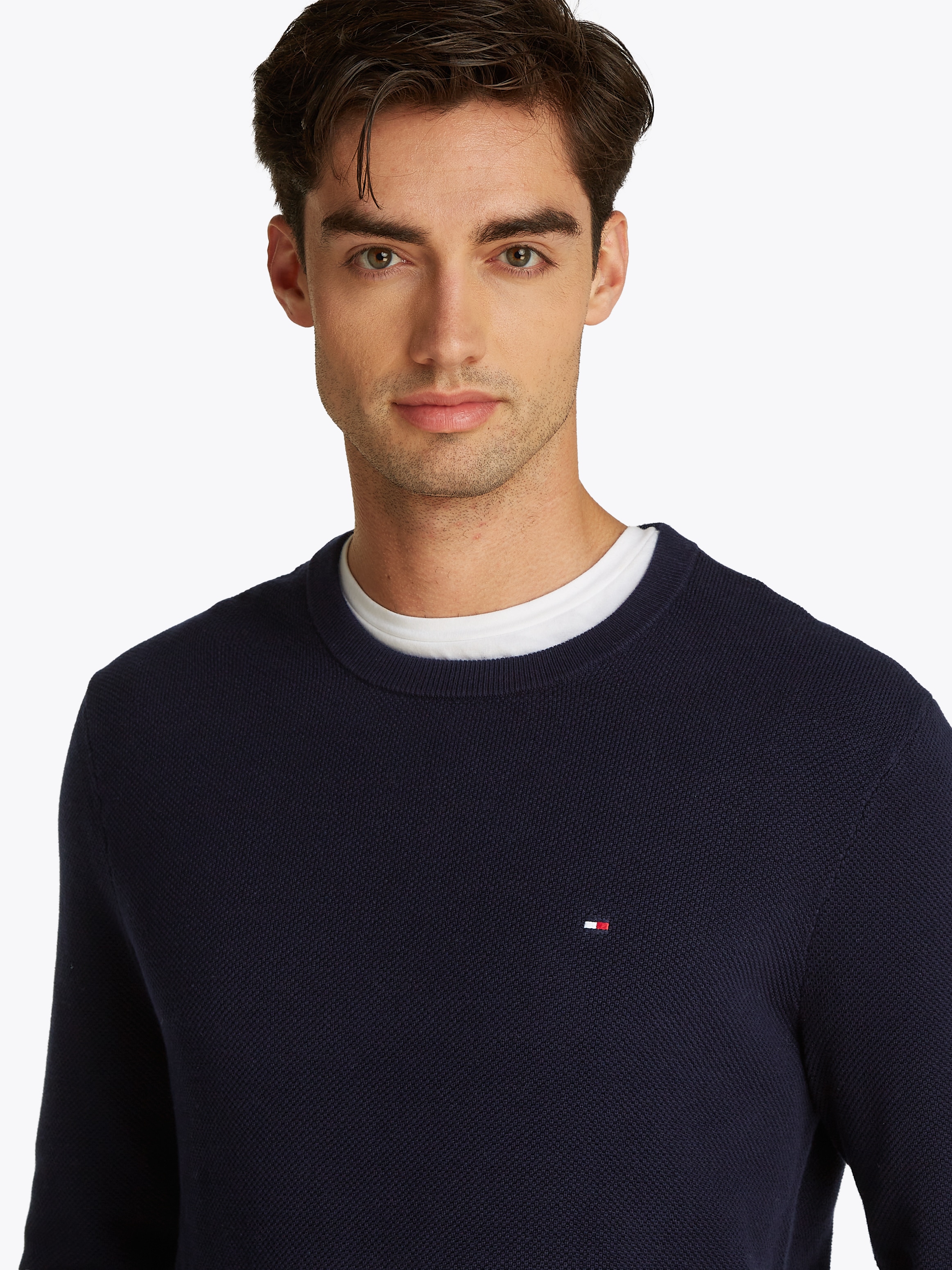 Tommy Hilfiger Rundhalspullover »ESSENTIAL STRUCTURE CREW NECK«, mit feiner Struktur