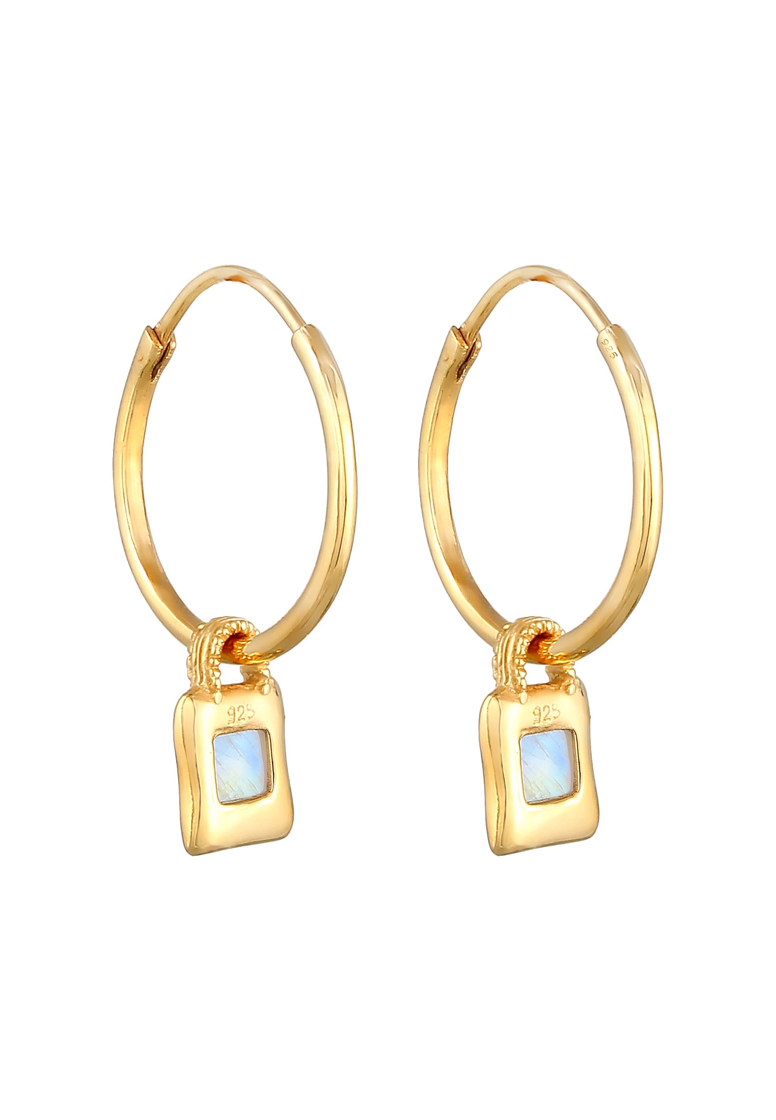 Elli Premium Paar Creolen »Ohrringe Creolen Vintage Amazonit Edelstein 925 Silber«
