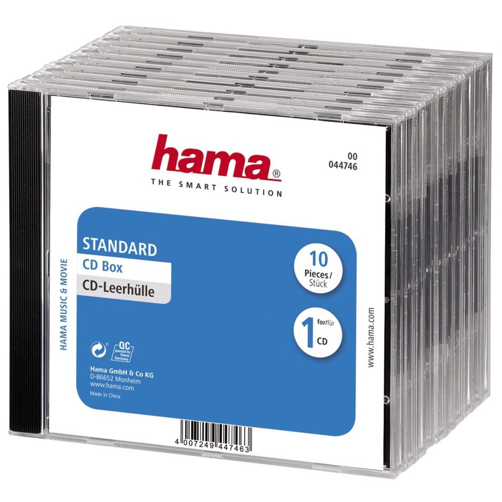 Hama CD-Hülle »CD-Leerhülle Standard, 10er-Pack, Transparent/Schwarz«