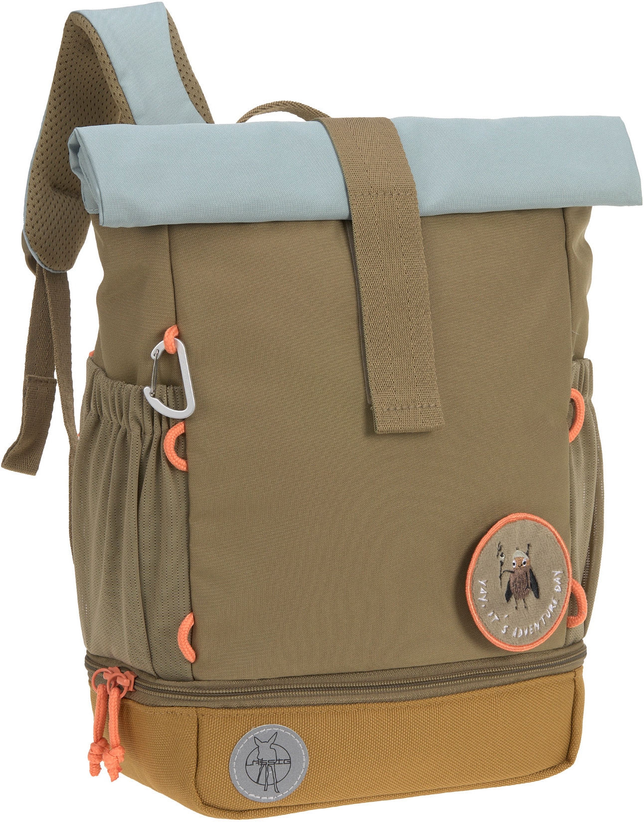 LÄSSIG Kinderrucksack »Nature, Mini Rolltop Backpack, Olive«, Reflektoren, aus recycelten PET-Flaschen