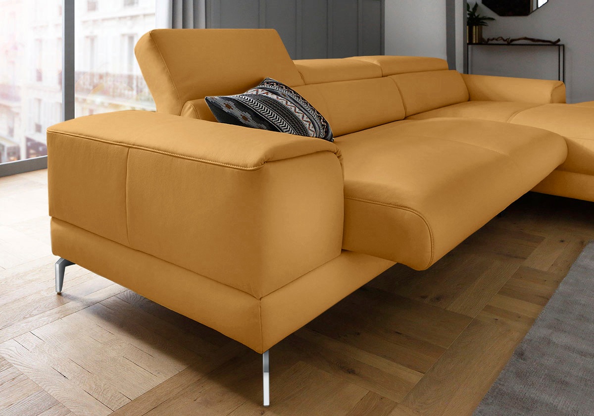 W.SCHILLIG Ecksofa »piedroo, Designsofa mit tollem Sitzkomfort, bequem und elegant, L-Form«, Kopfteilverstellung, wahlweise mit Sitztiefenverstellung, Breite 303cm